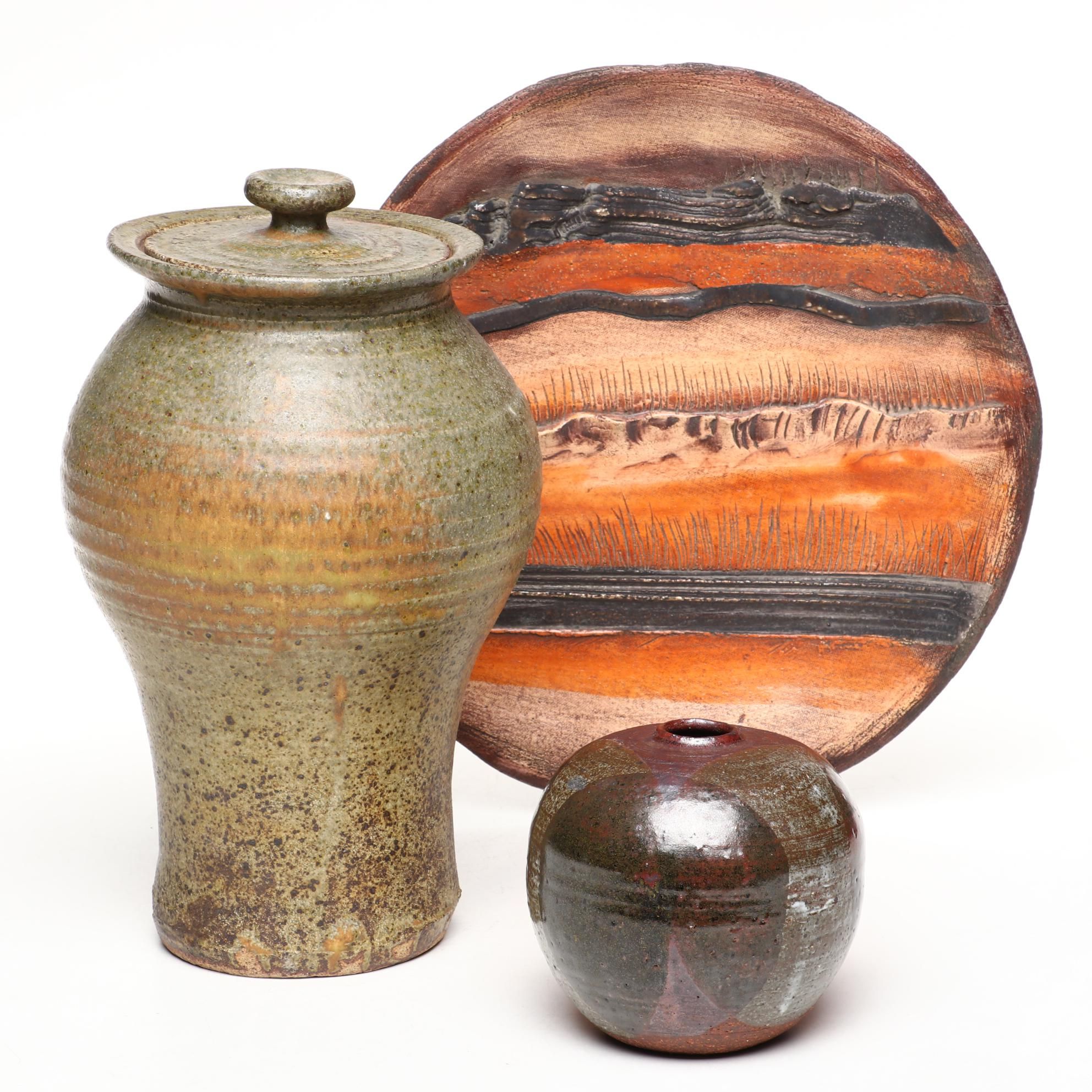 Art Pottery Jar with Vase and Charger