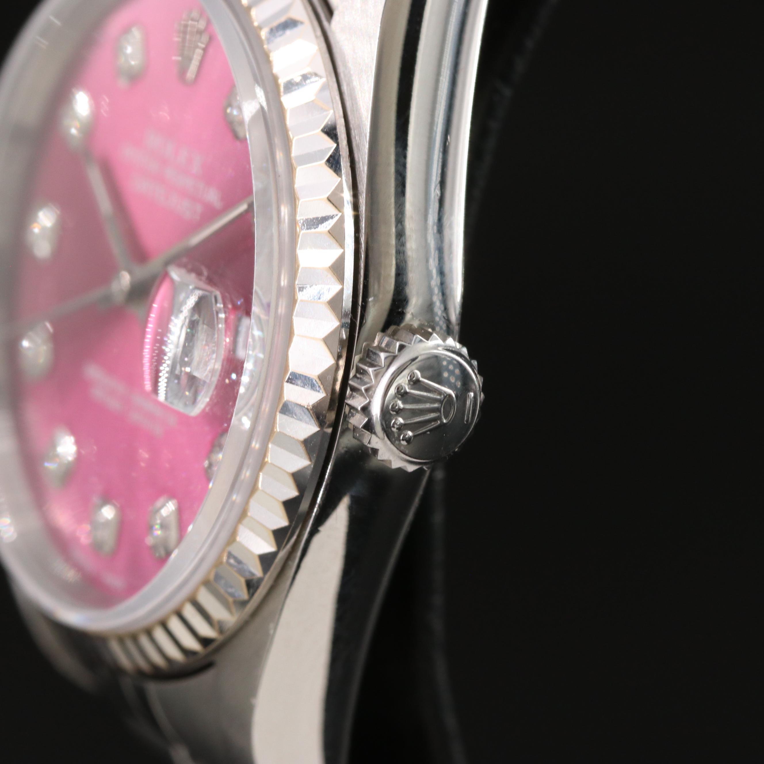 1999 Rolex Custom Pink Diamond Dial Datejust Watch