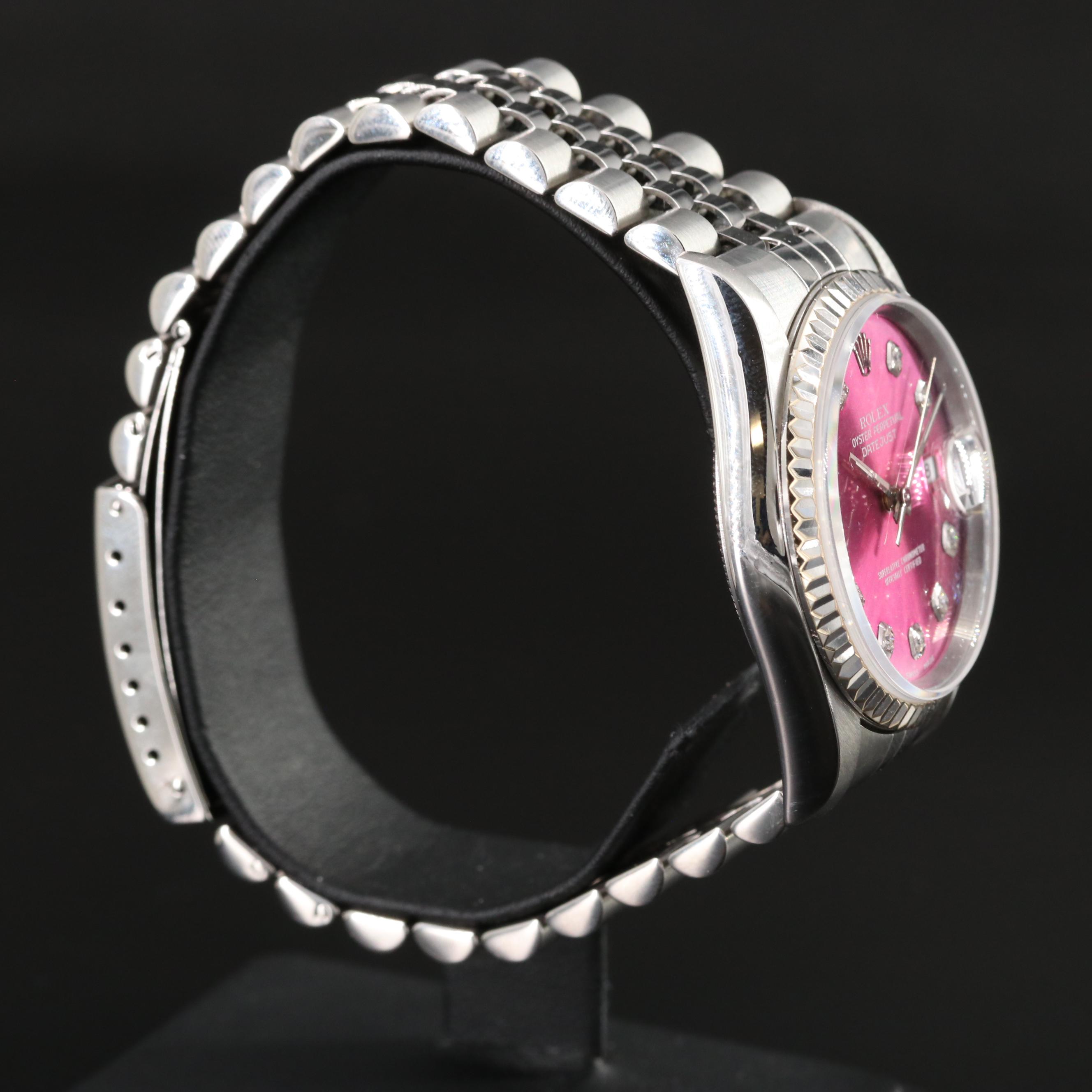 1999 Rolex Custom Pink Diamond Dial Datejust Watch