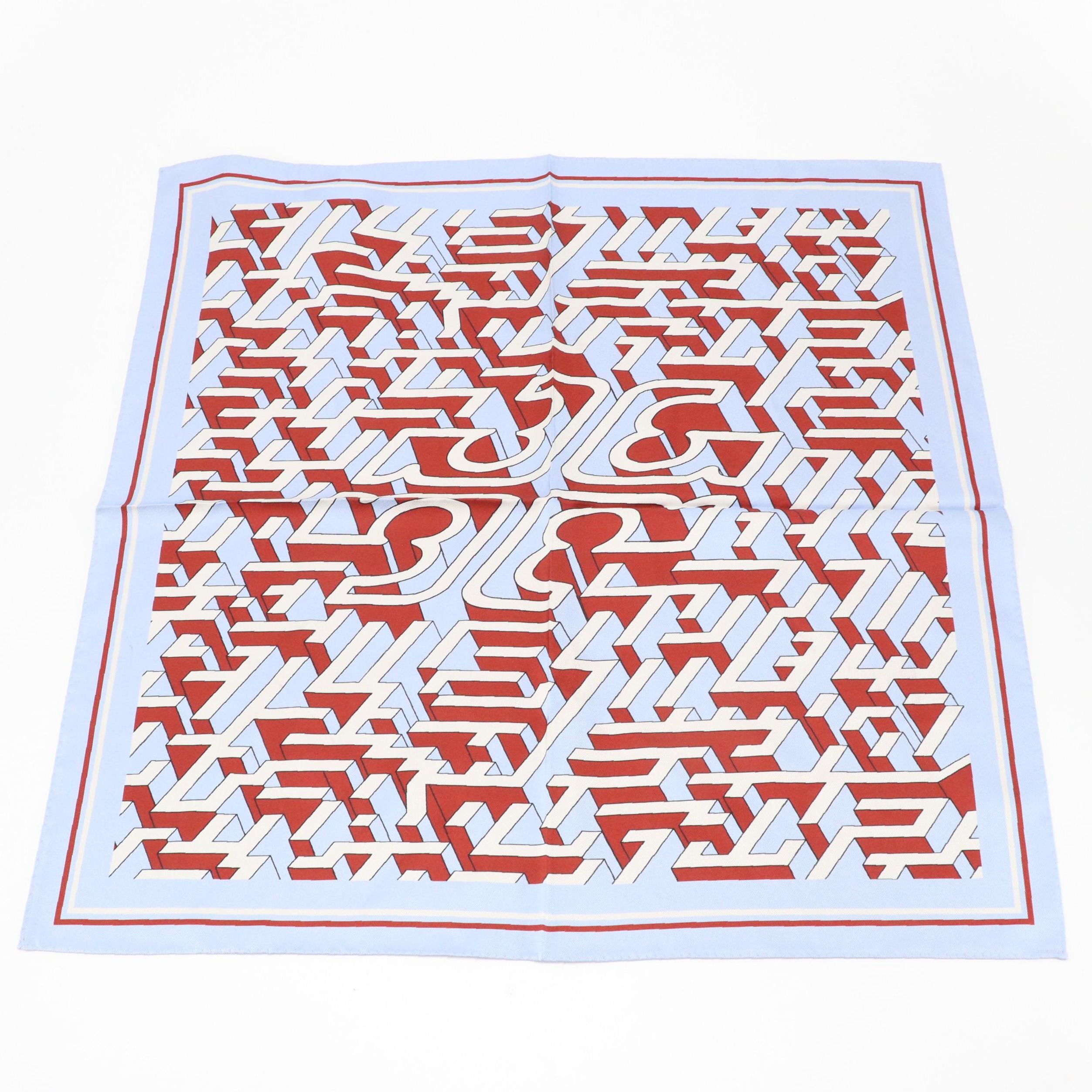 Tory Burch Tory Maze Silk Twill Double-Sided Neckerchief Scarf with Tag