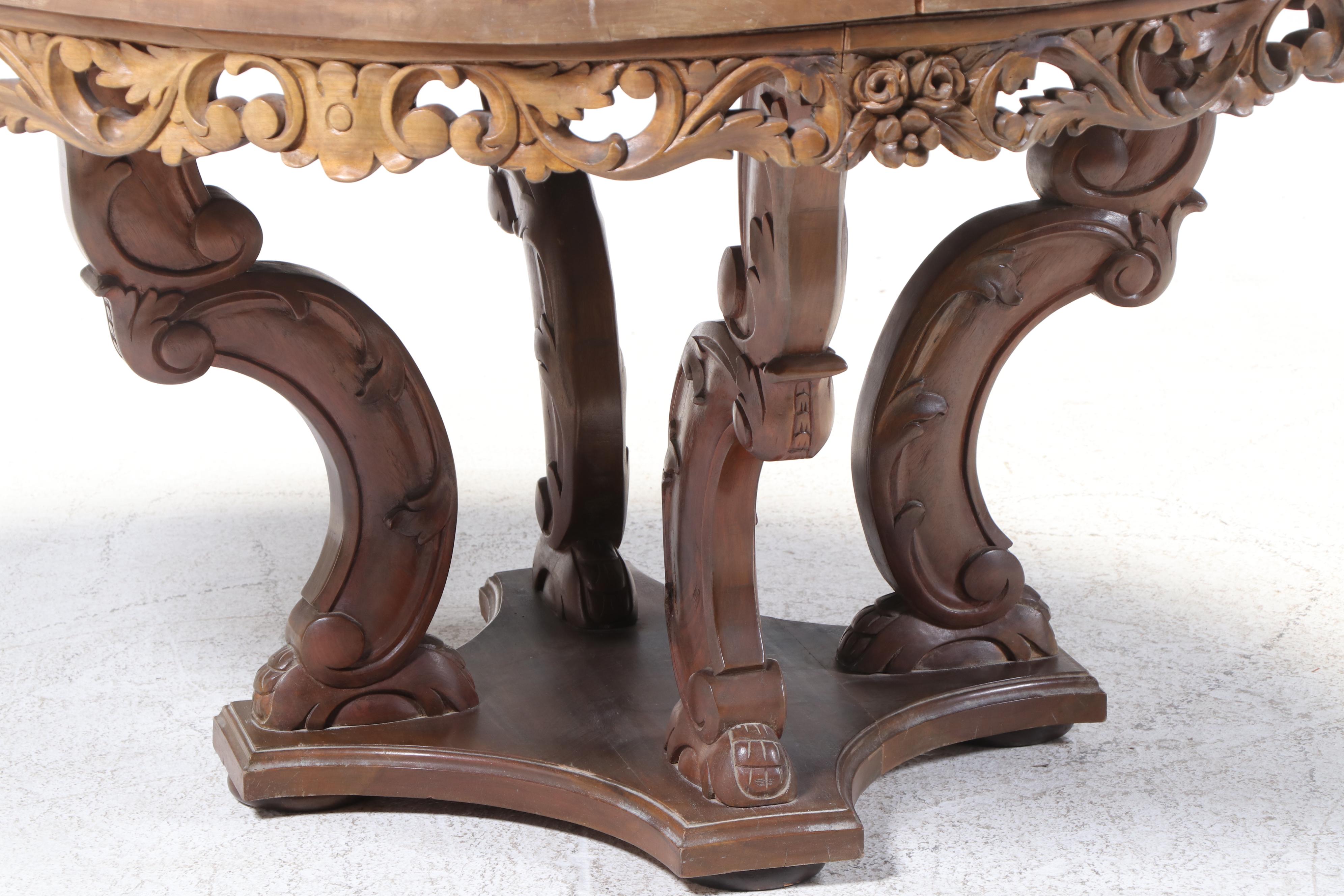 Seven-Piece Philippine Carved Hardwood Dining Set