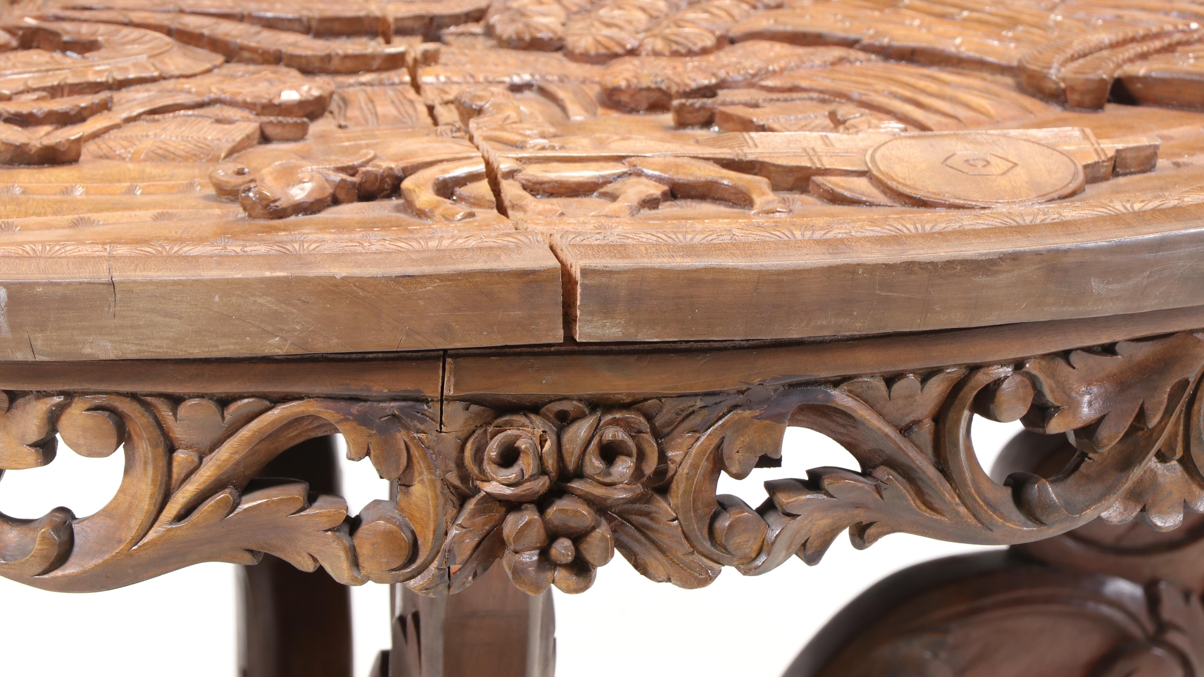 Seven-Piece Philippine Carved Hardwood Dining Set