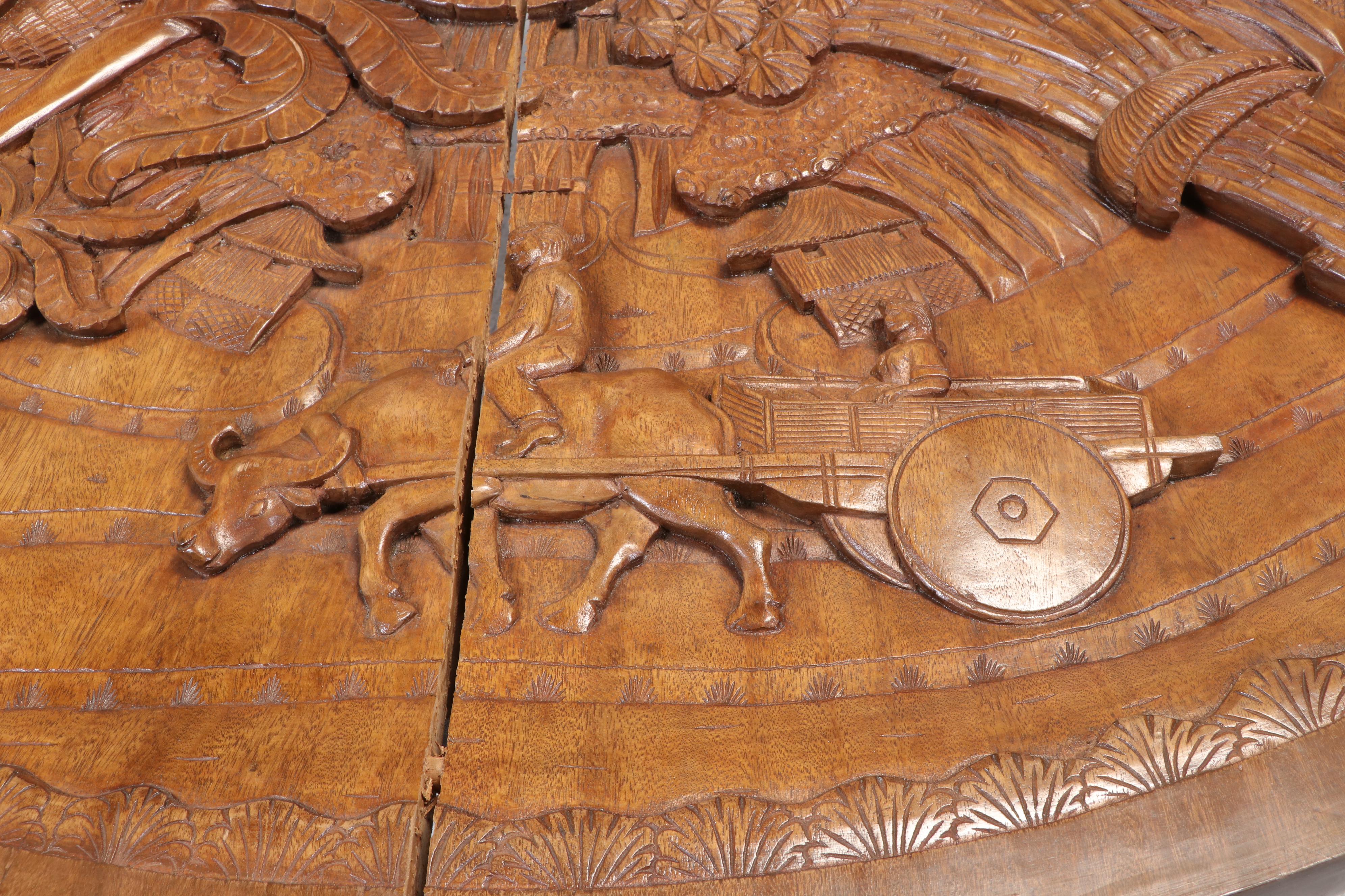 Seven-Piece Philippine Carved Hardwood Dining Set