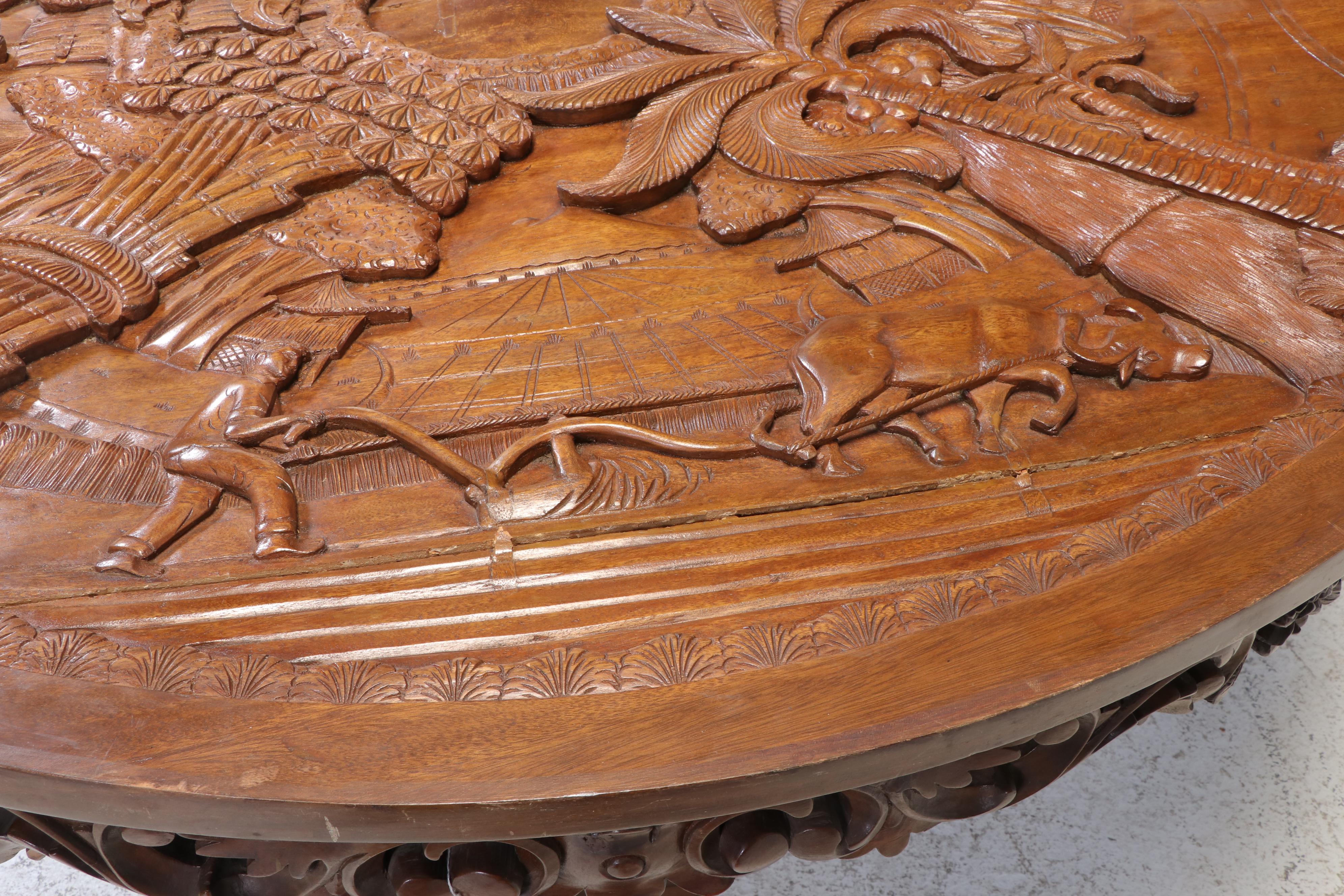 Seven-Piece Philippine Carved Hardwood Dining Set