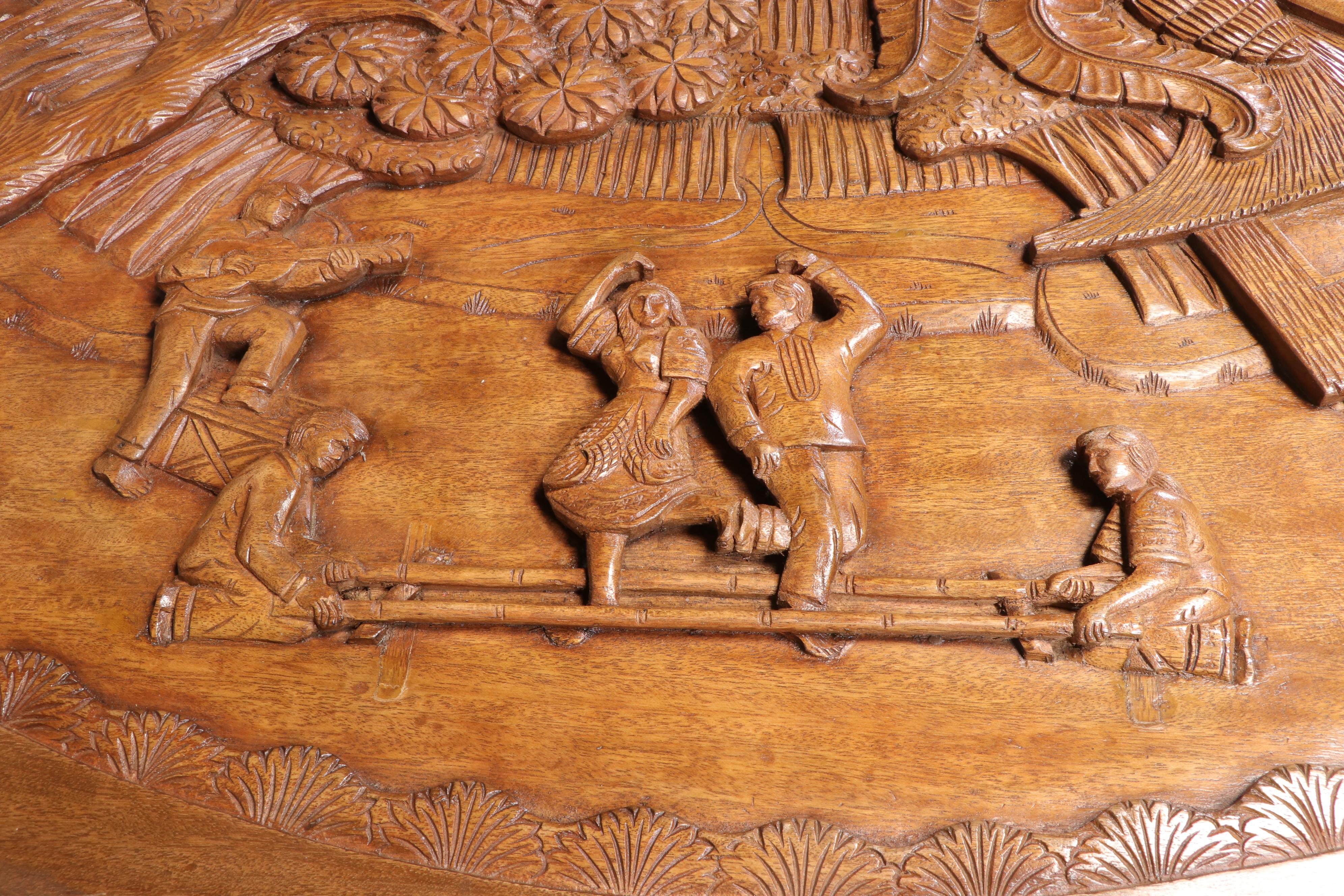 Seven-Piece Philippine Carved Hardwood Dining Set