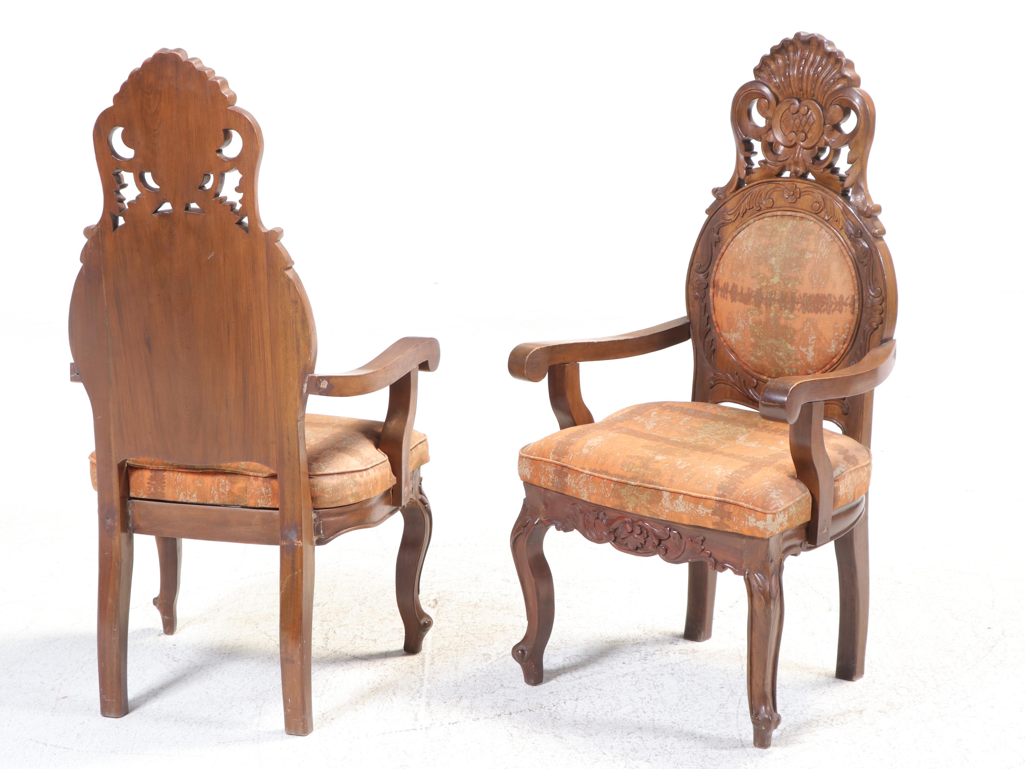 Seven-Piece Philippine Carved Hardwood Dining Set