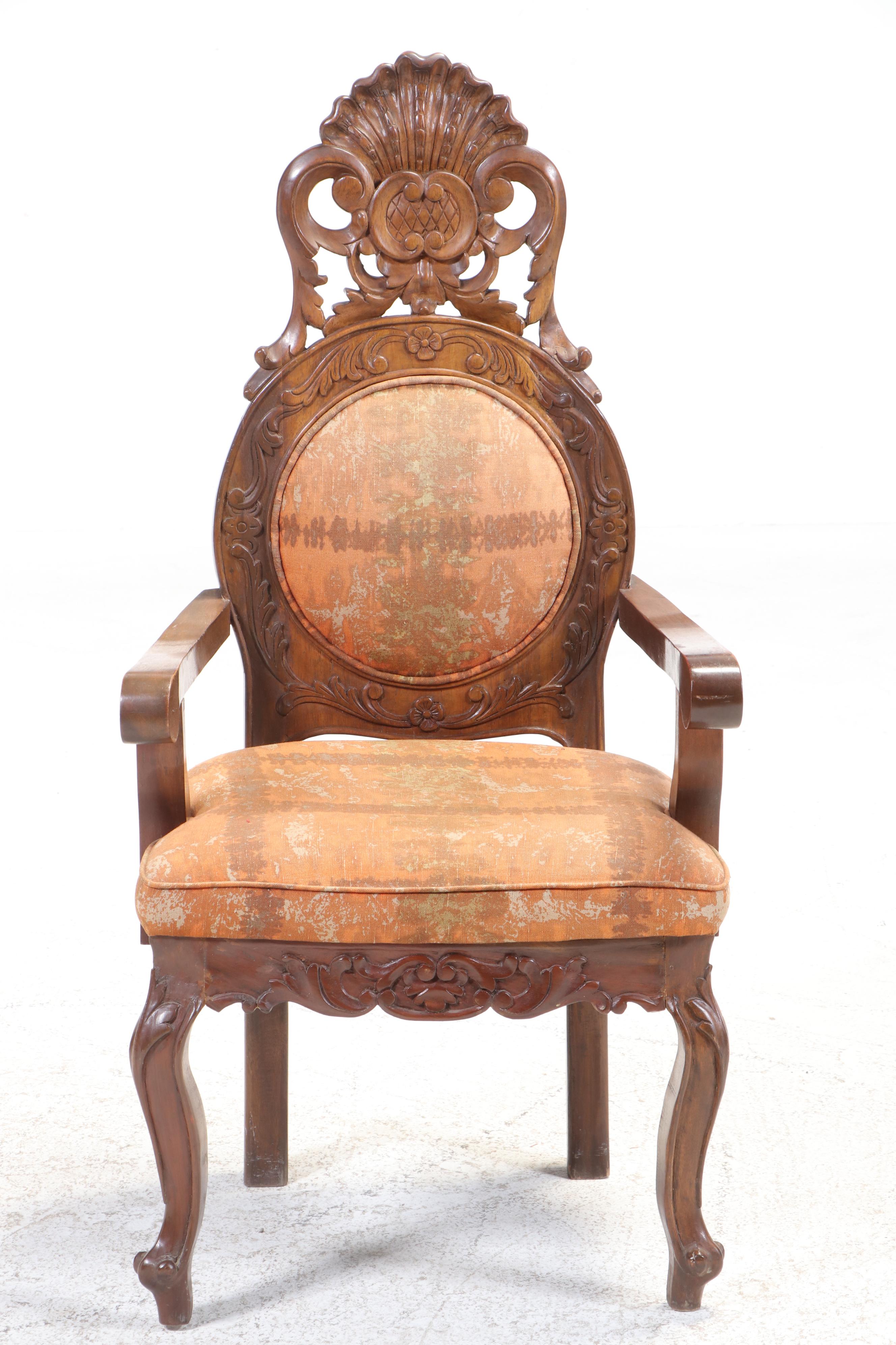 Seven-Piece Philippine Carved Hardwood Dining Set