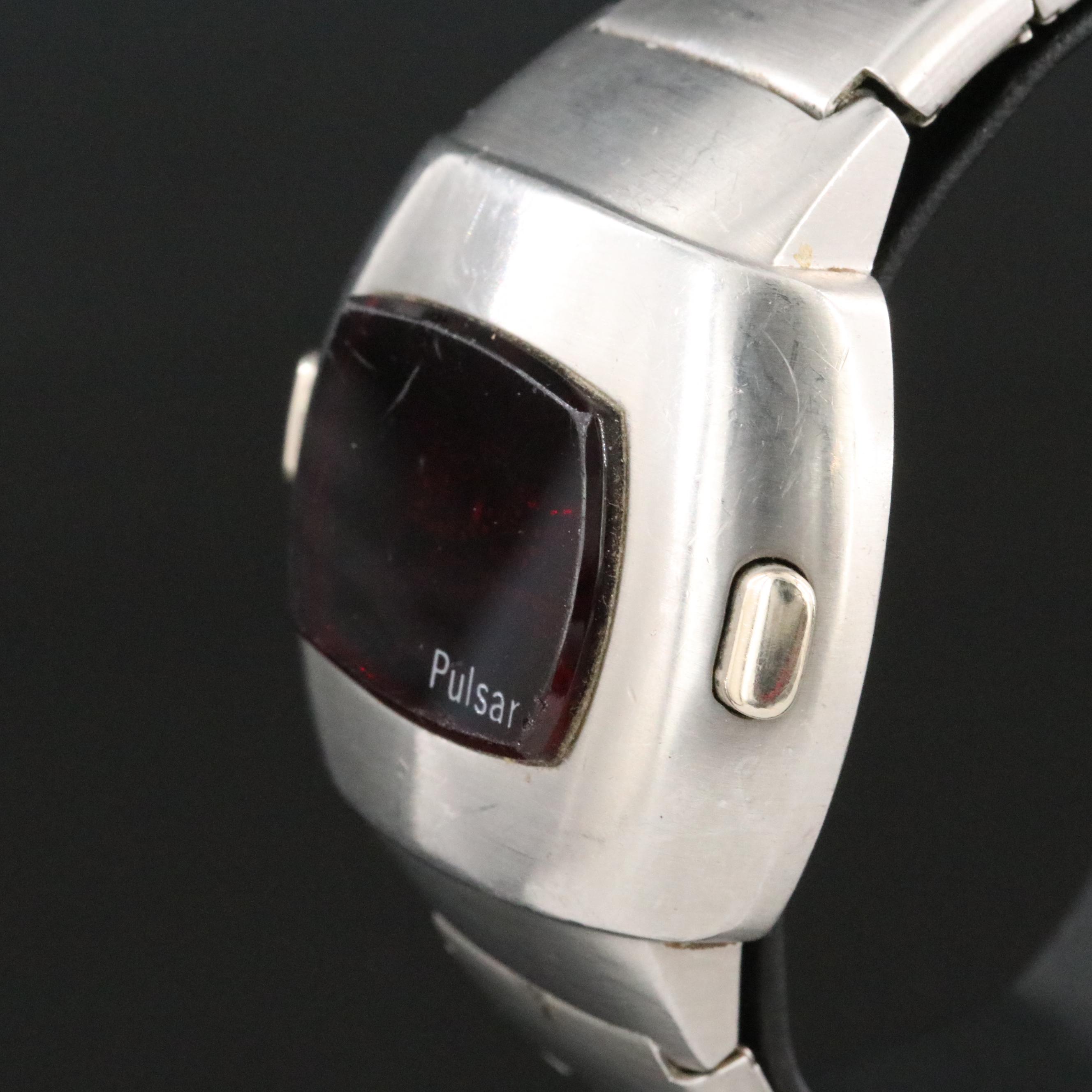 Pulsar P3 LED Time Computer 3013 Steel Watch