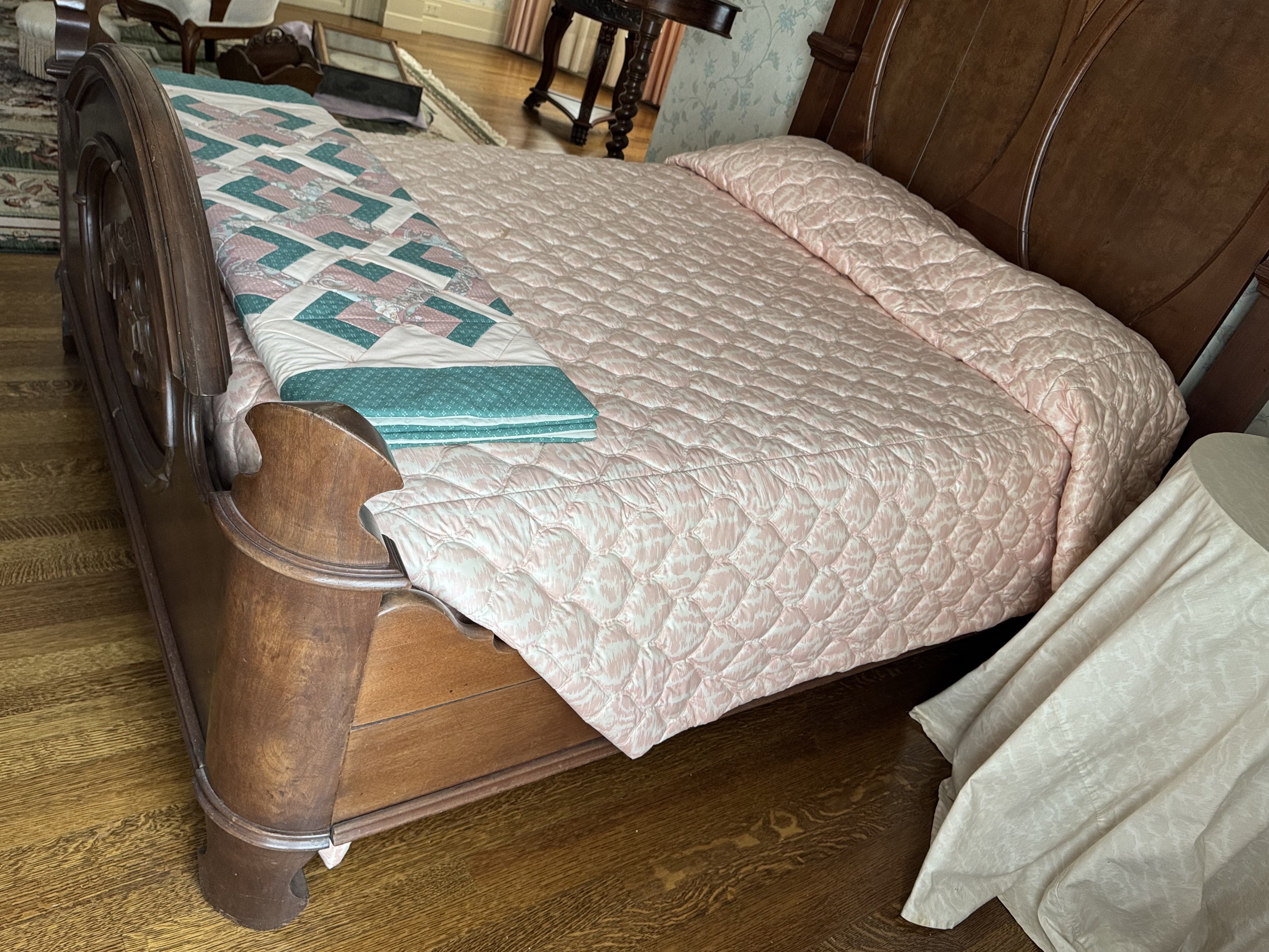 Victorian Renaissance Revival Mahogany Half-Tester Bed Frame, 19th Century