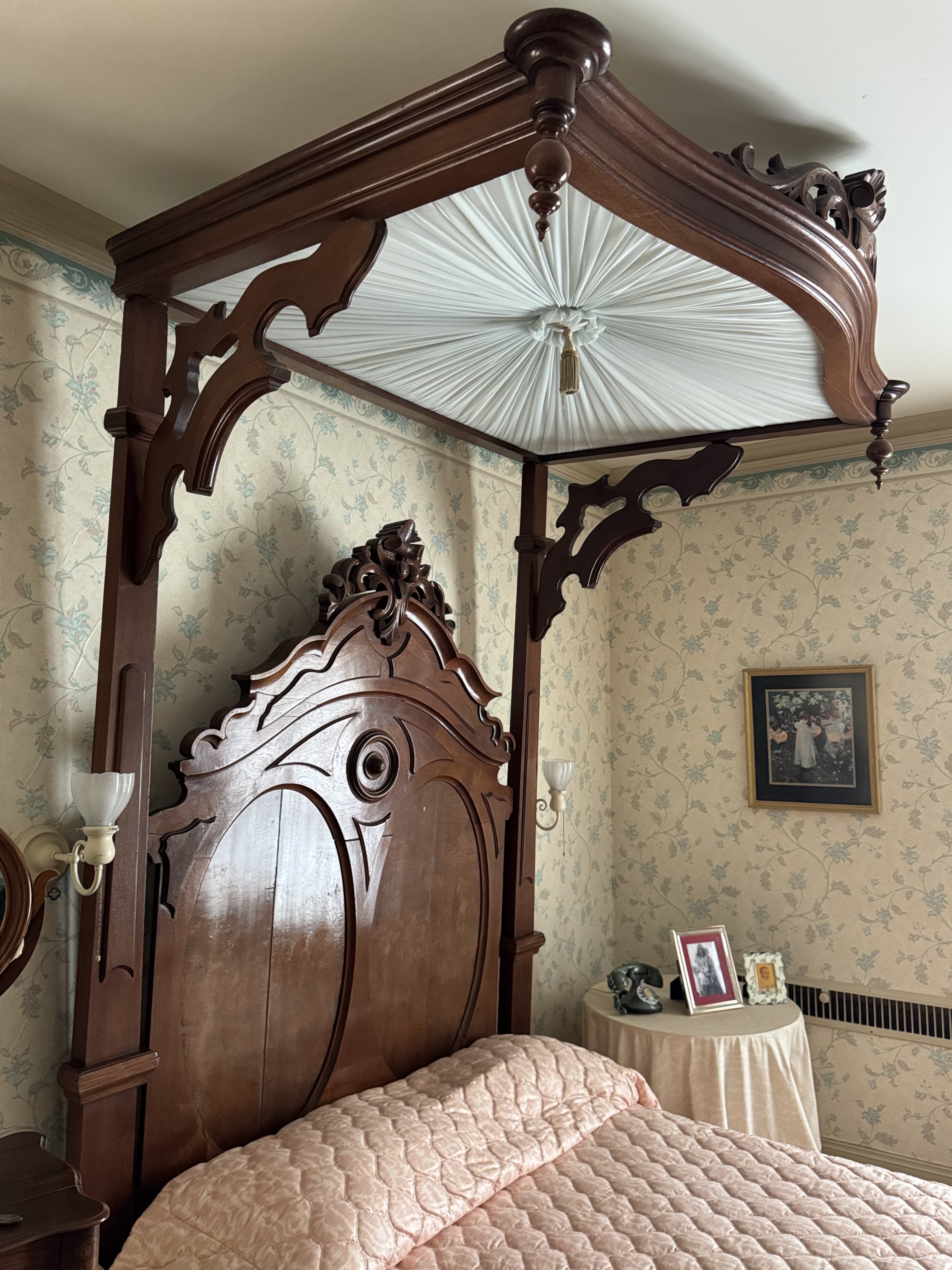 Victorian Renaissance Revival Mahogany Half-Tester Bed Frame, 19th Century