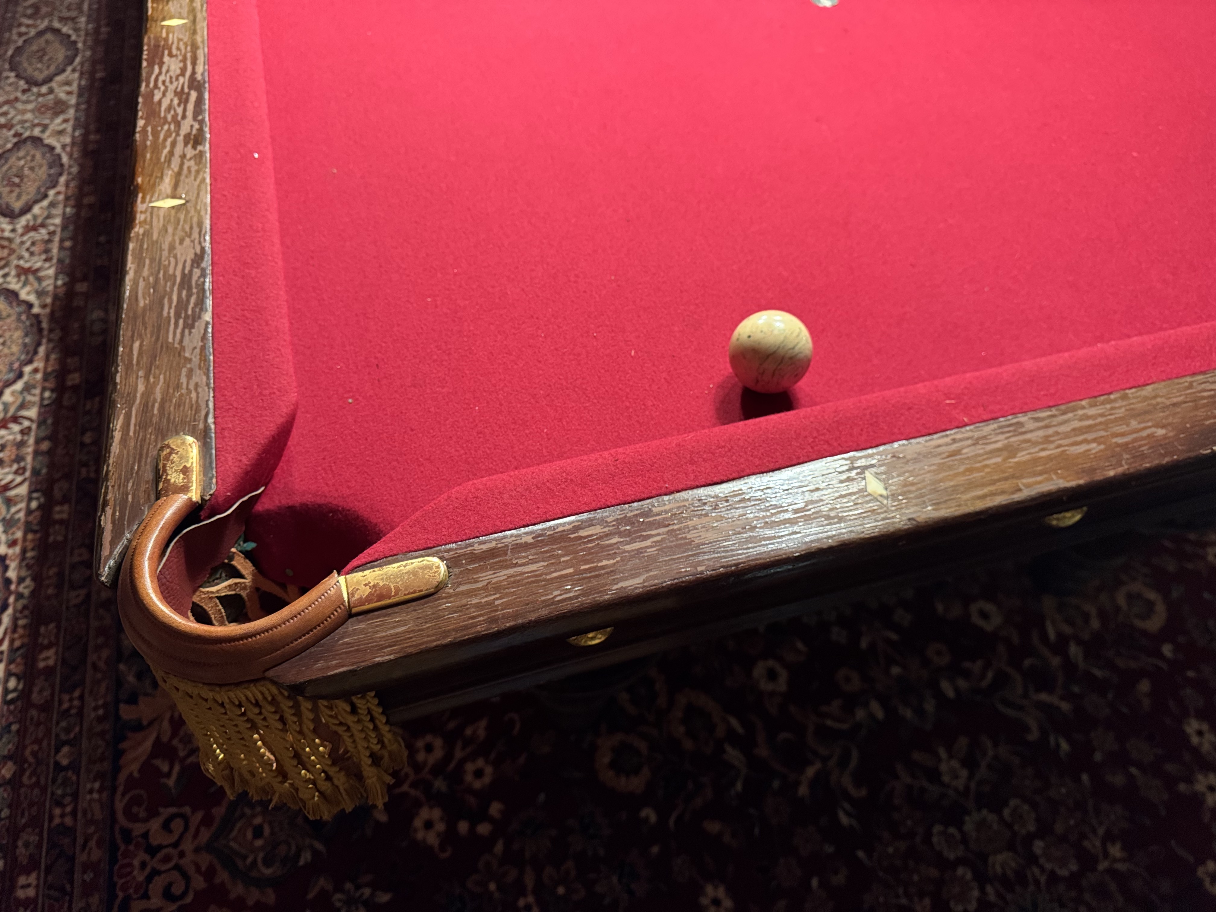 Antique Goodman, Leavitt, Yatter Co. Carved Oak Pool Table