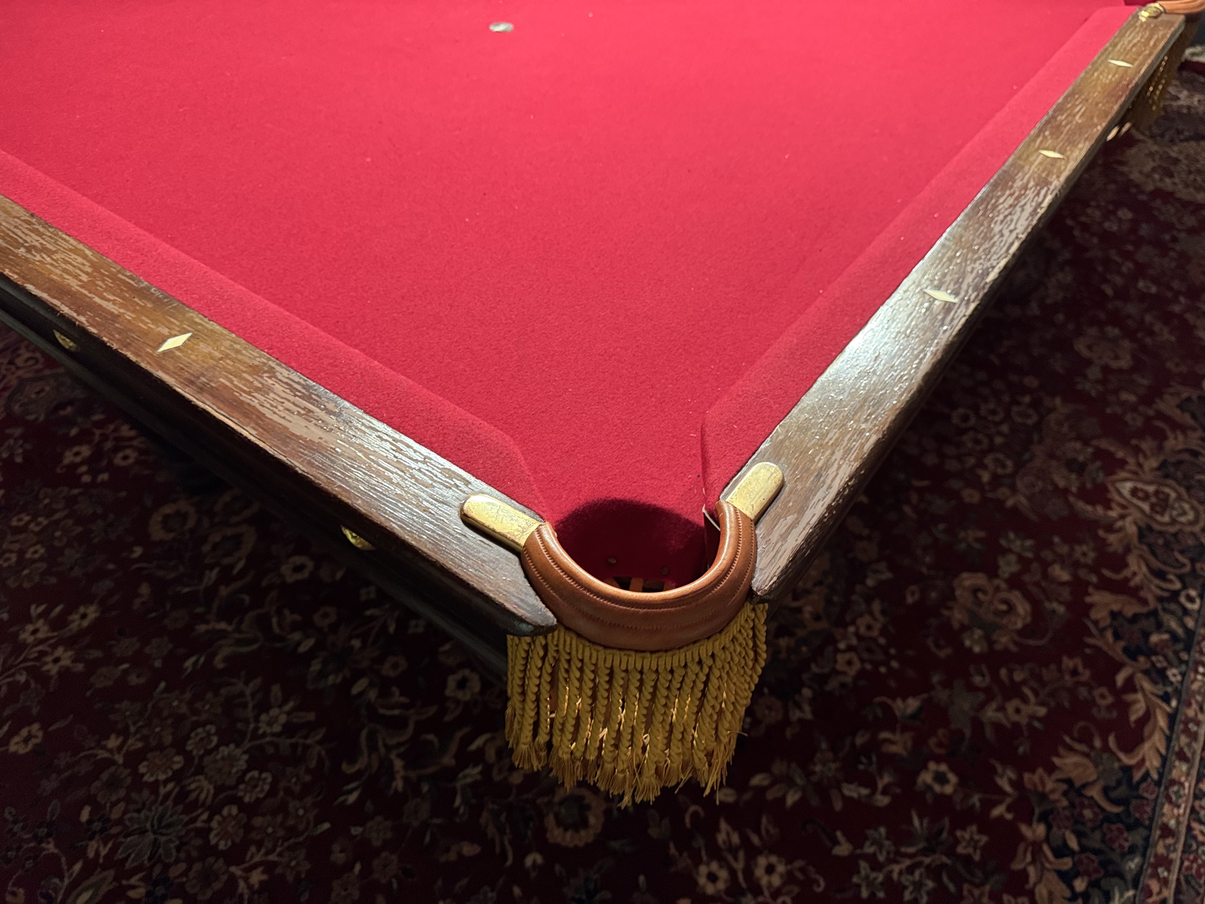 Antique Goodman, Leavitt, Yatter Co. Carved Oak Pool Table