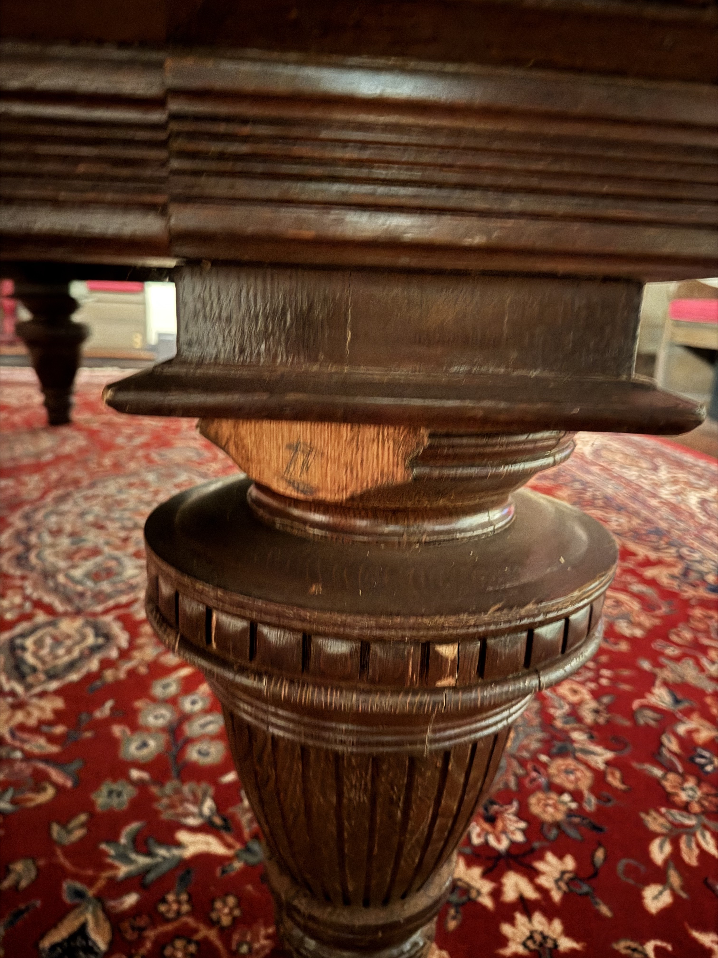 Antique Goodman, Leavitt, Yatter Co. Carved Oak Pool Table