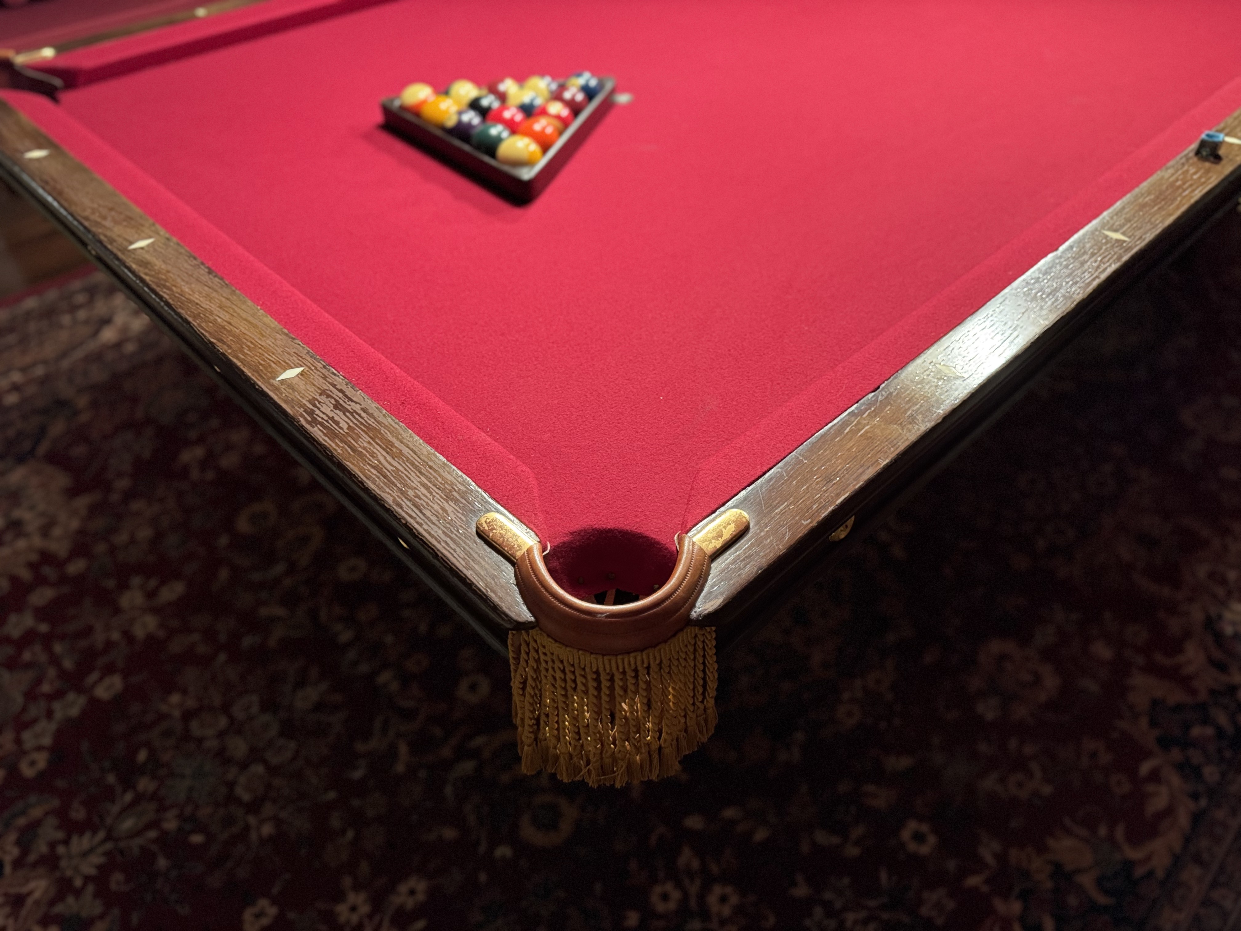 Antique Goodman, Leavitt, Yatter Co. Carved Oak Pool Table