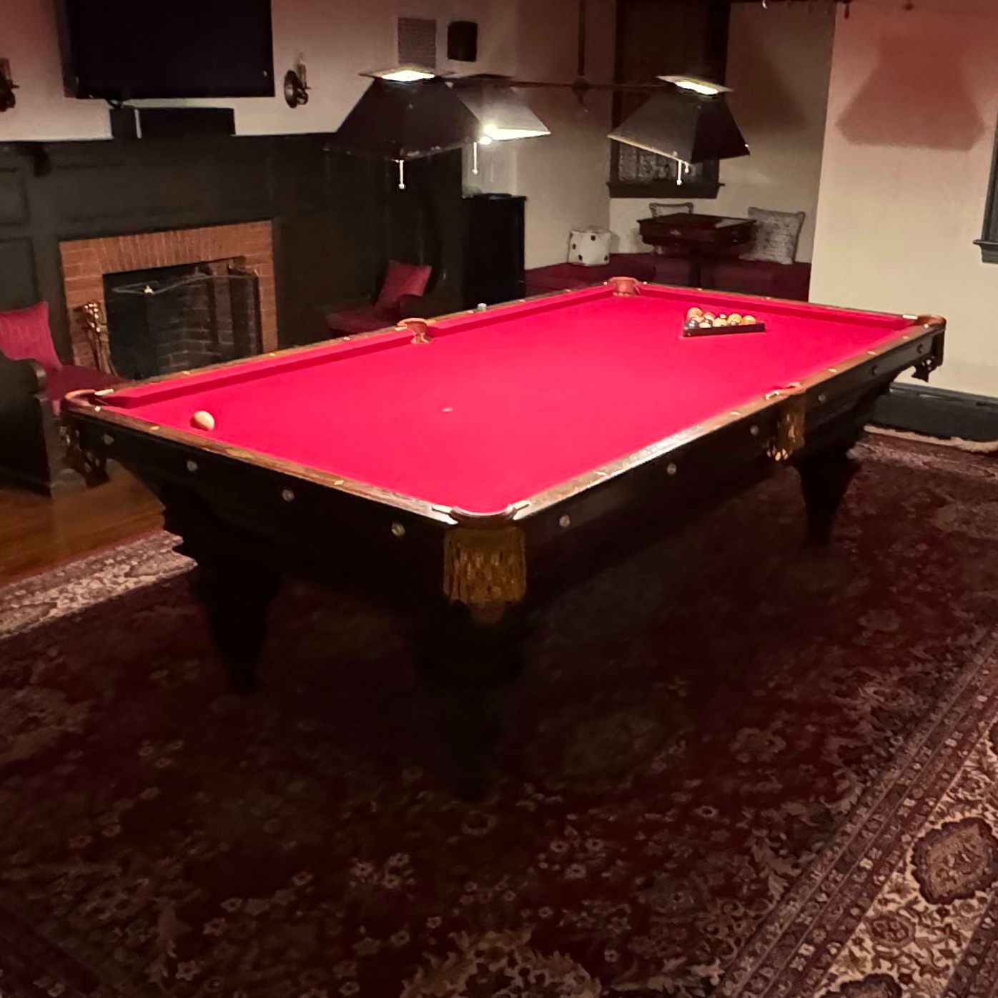 Antique Goodman, Leavitt, Yatter Co. Carved Oak Pool Table