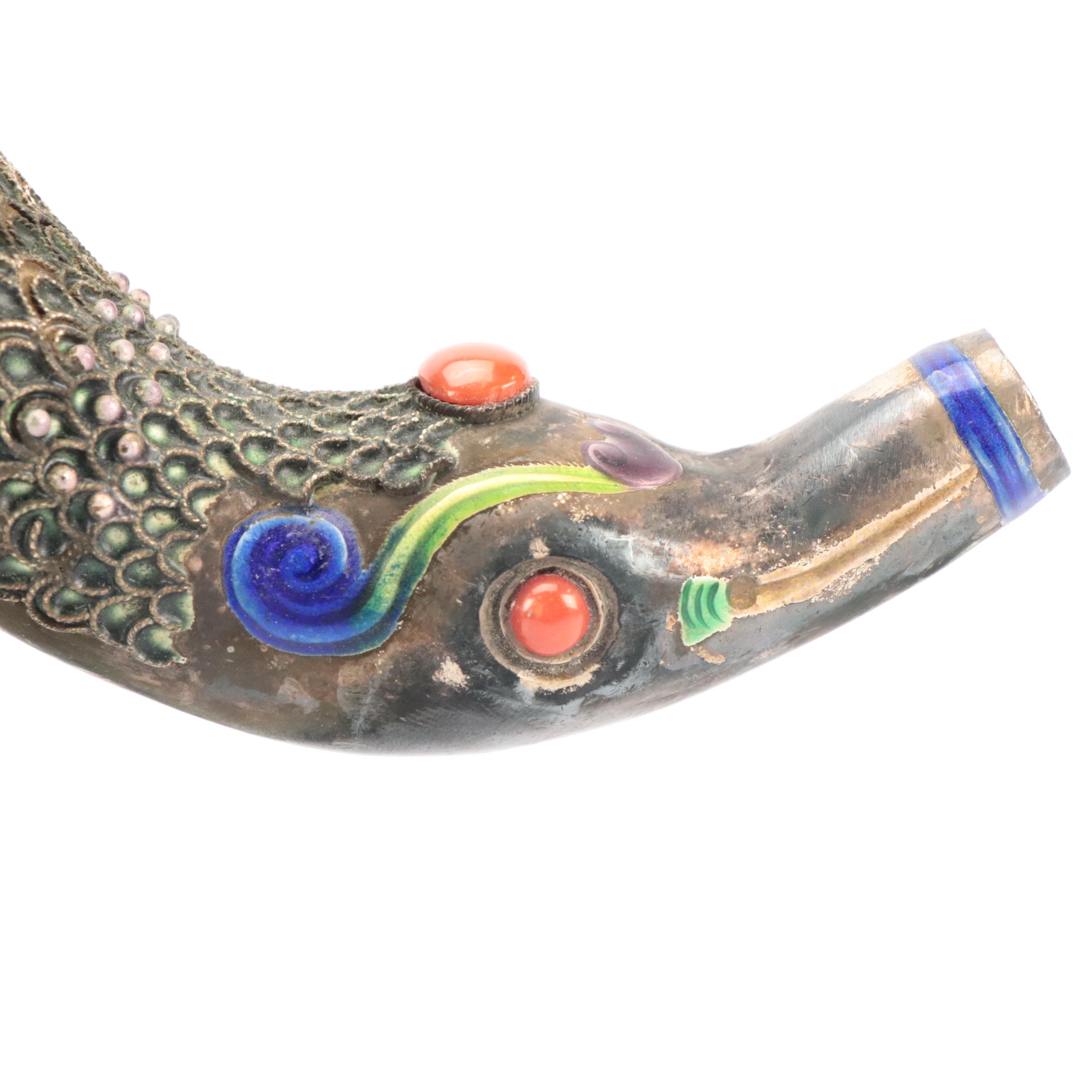 Chinese Champlevé Enamel and Mother-of-Pearl Bird-Shaped Ewer