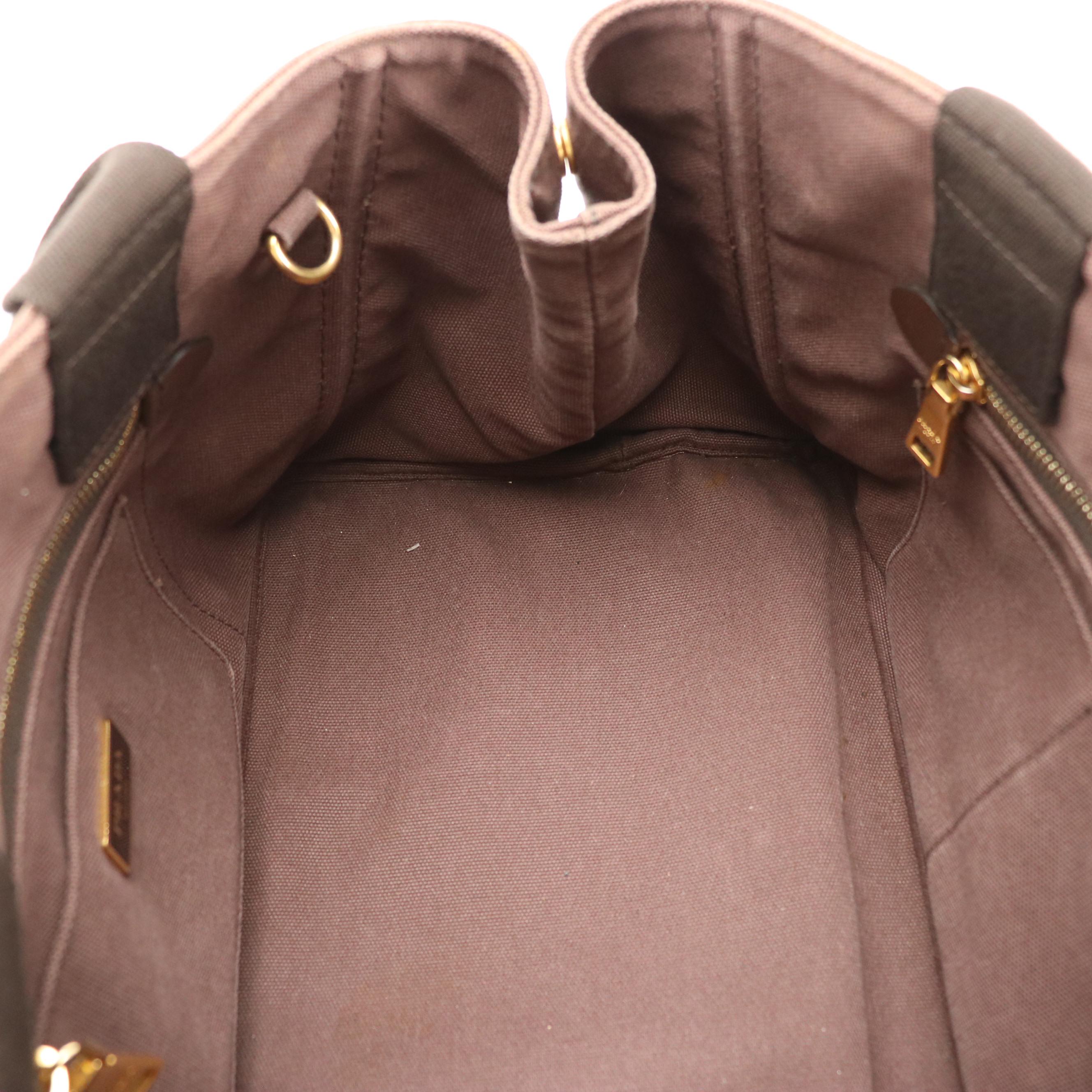 Prada Canapa Logo Two-Way Tote in Coffee Brown Canvas