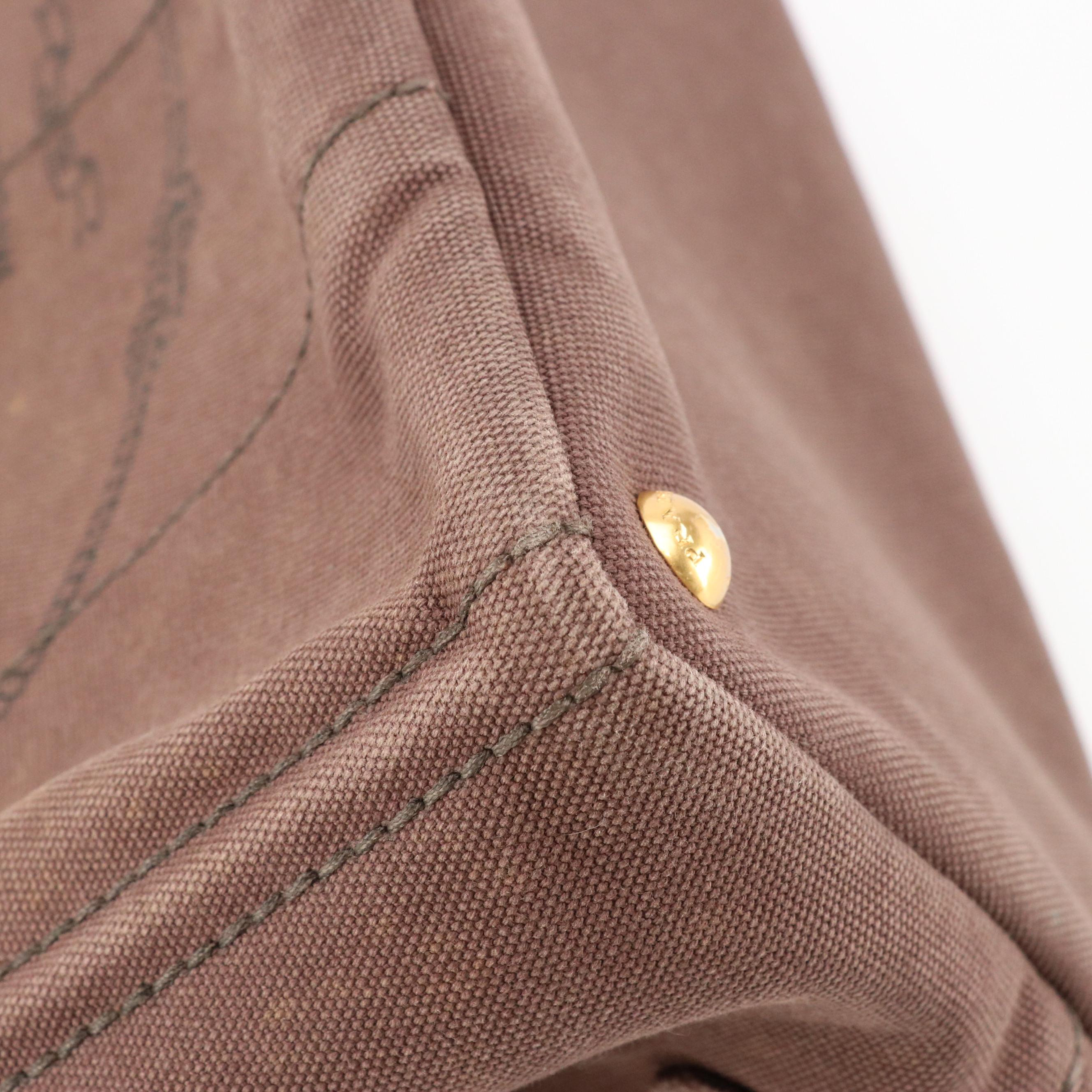 Prada Canapa Logo Two-Way Tote in Coffee Brown Canvas