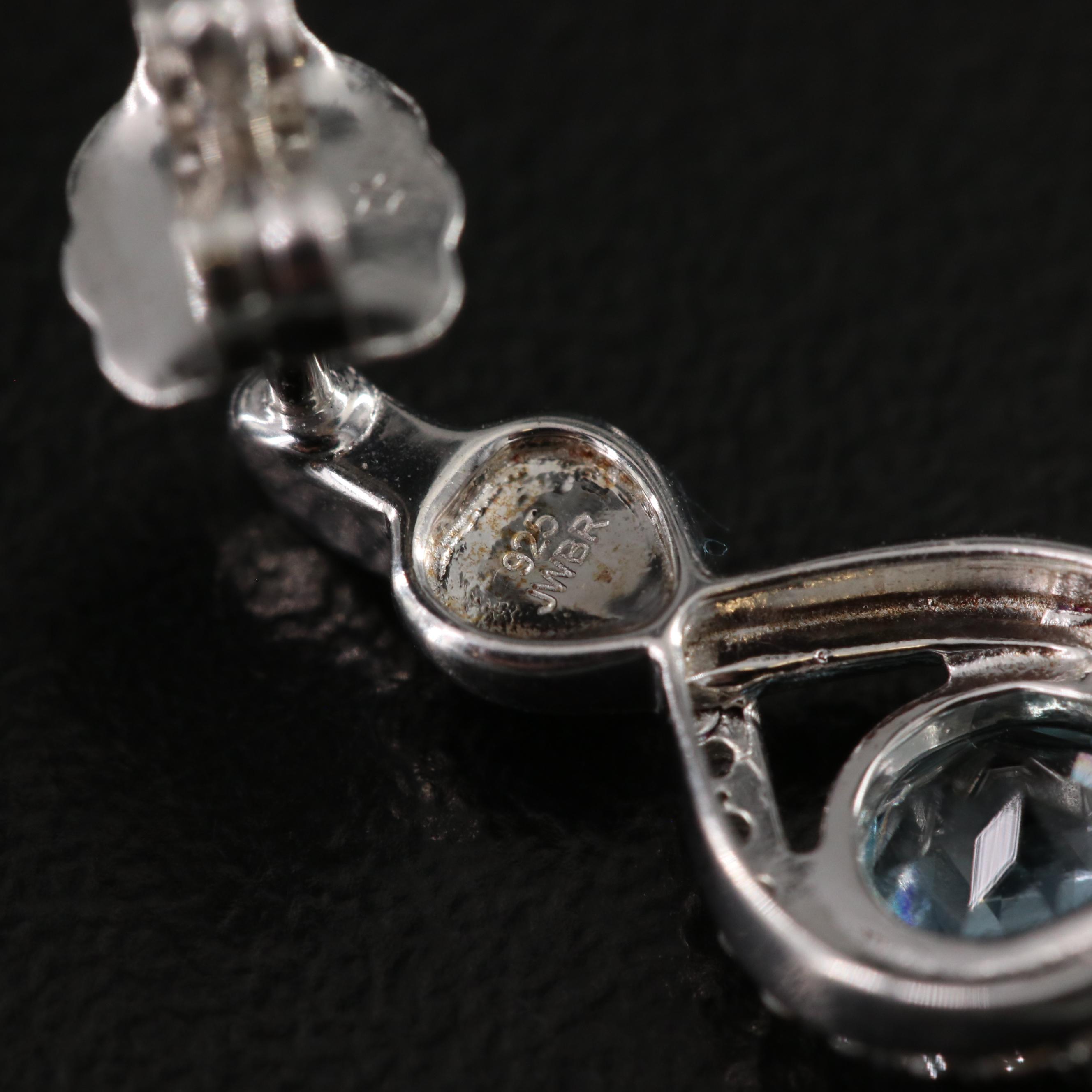 Sterling, Topaz and White Sapphire Pendant Necklace, Ring and Earring Set