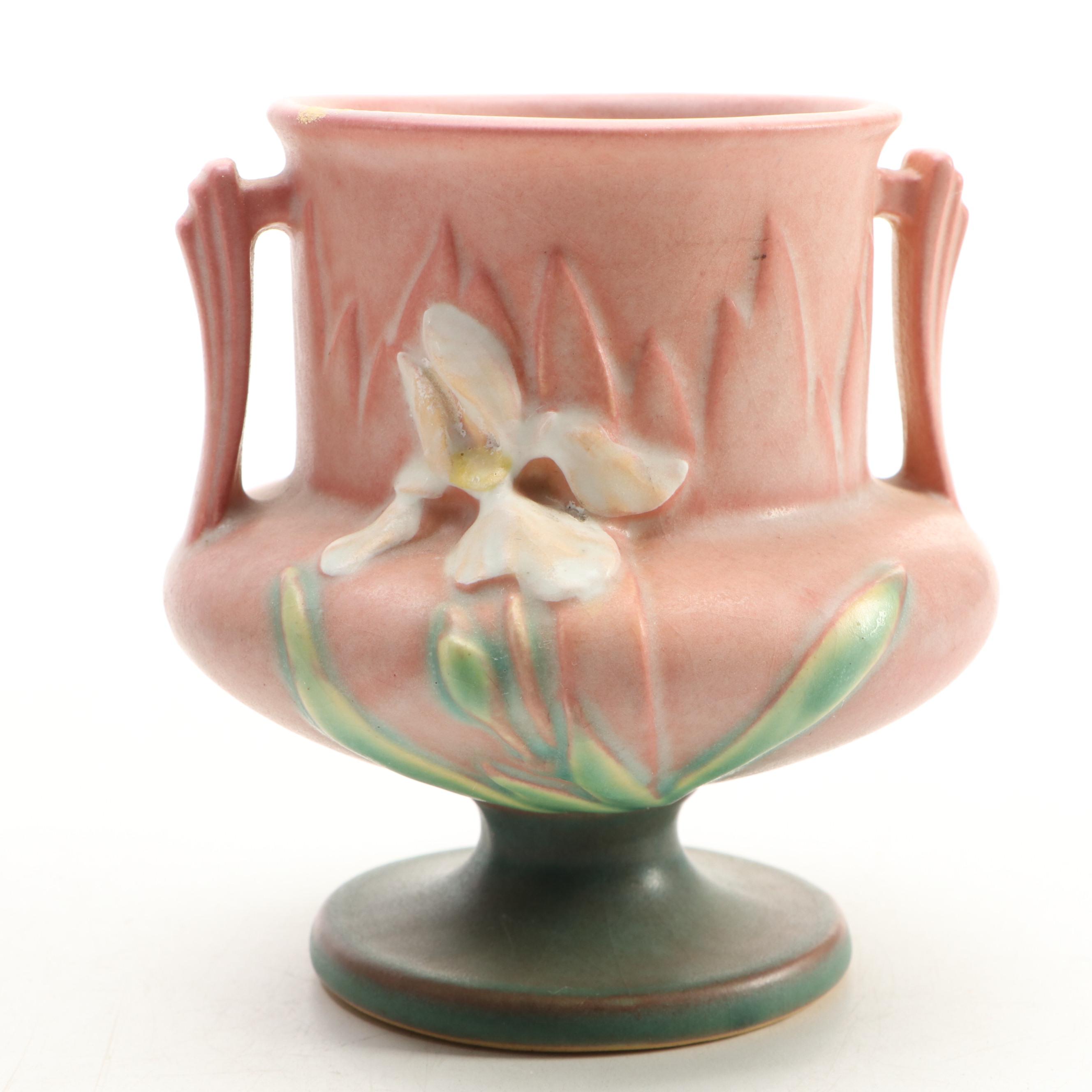 Roseville Pottery White Rose and Thornapple Vases