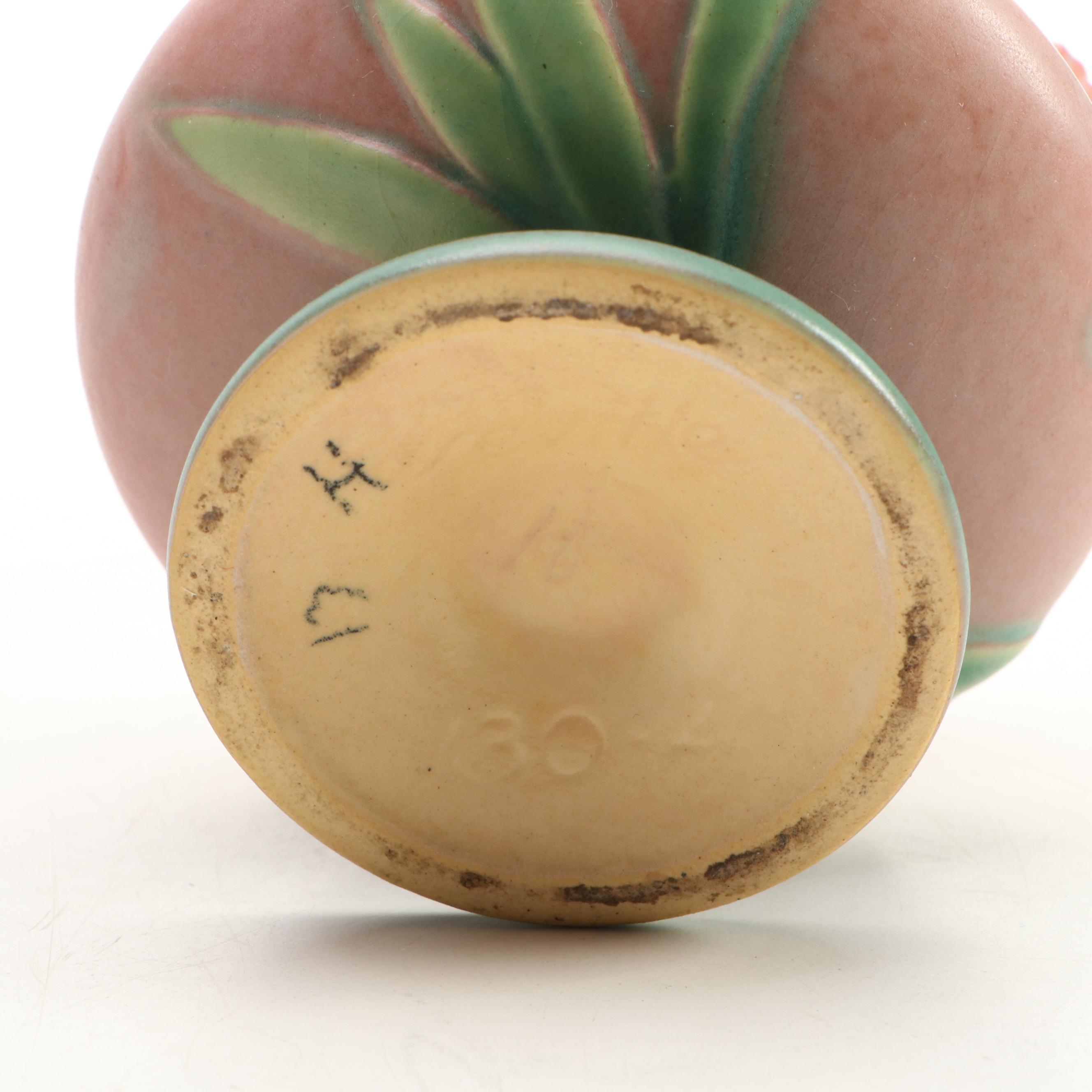 Roseville Pottery White Rose and Thornapple Vases