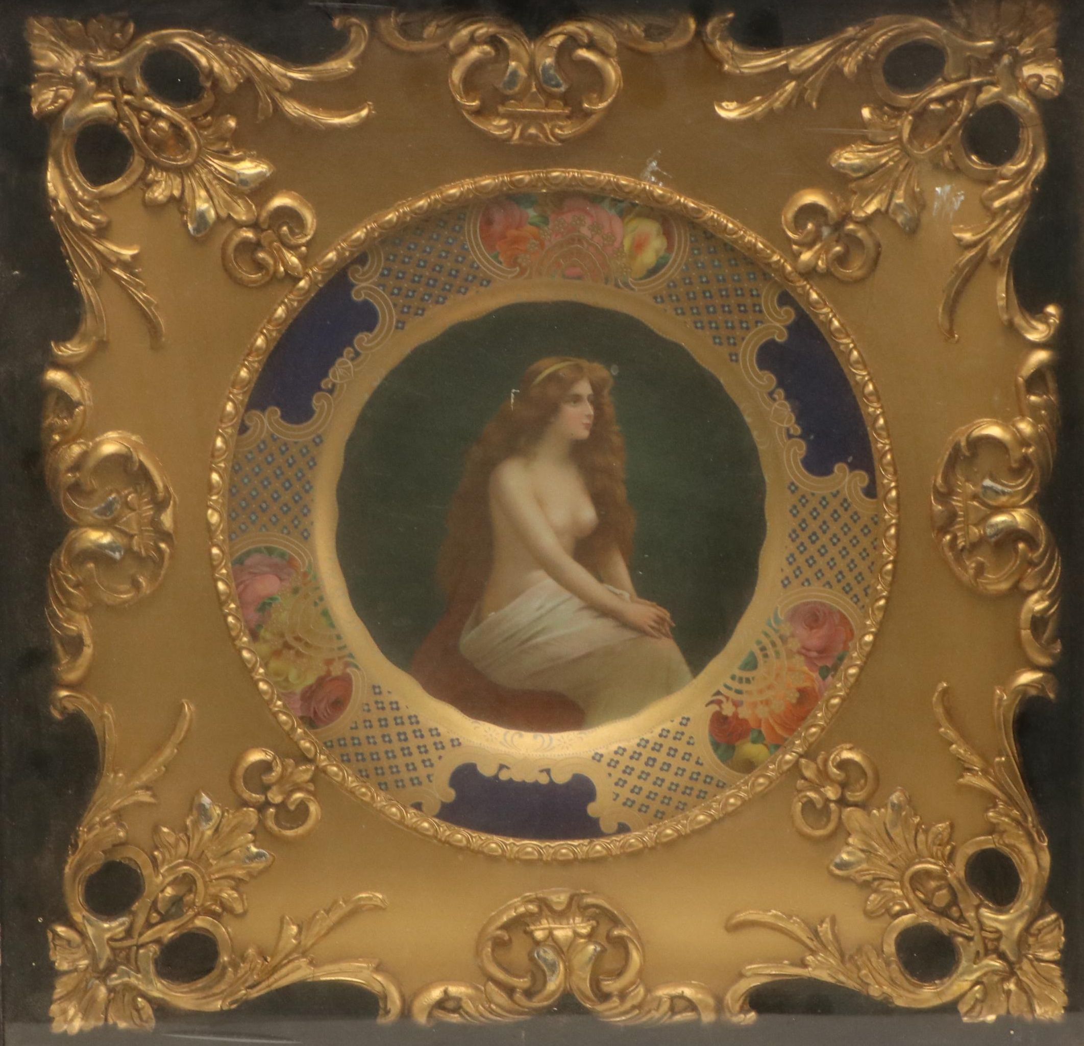 Vienna Art Seated Nude Chromolithograph Tin Plate, 1905