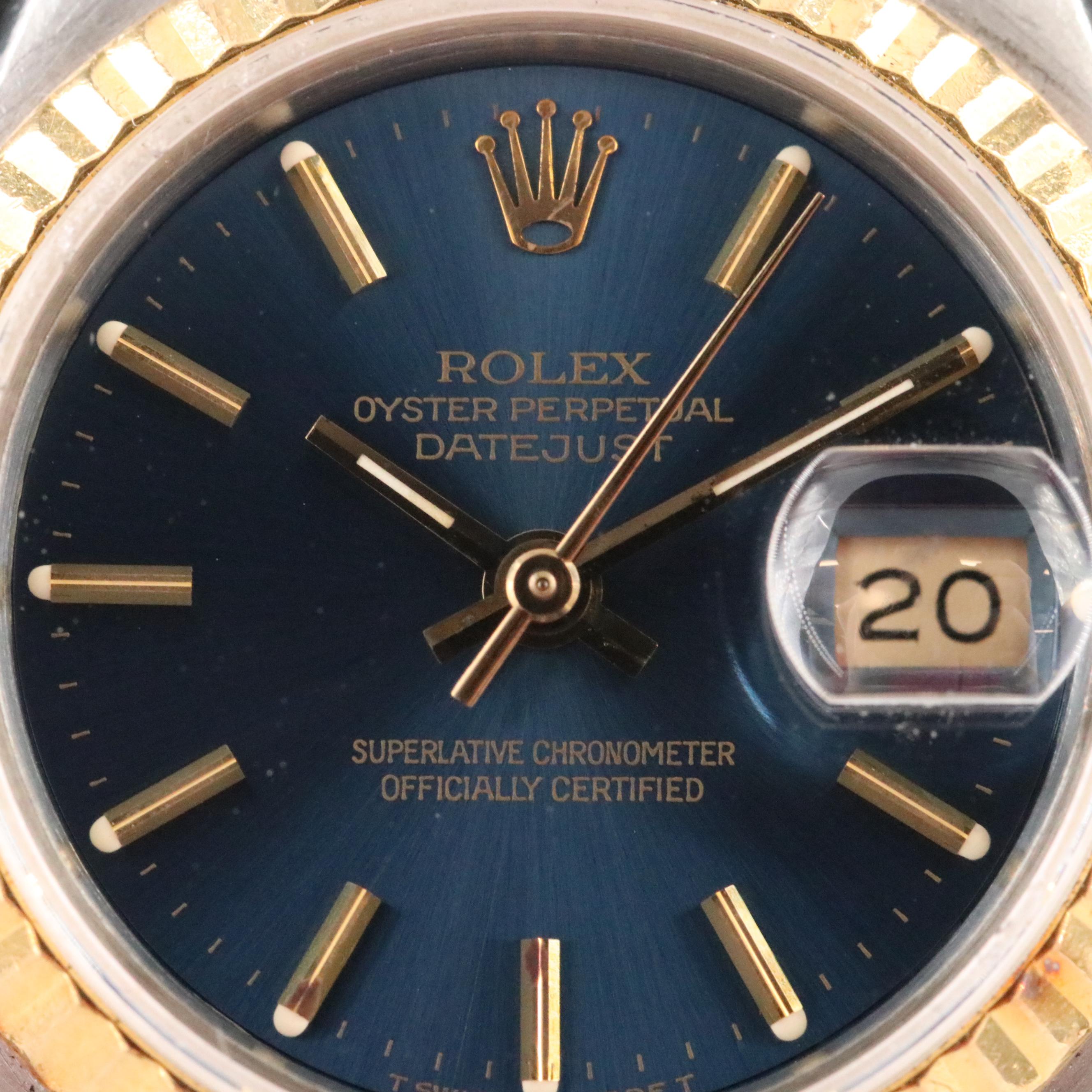1990 Rolex Two-Tone Blue Dial Datejust Watch
