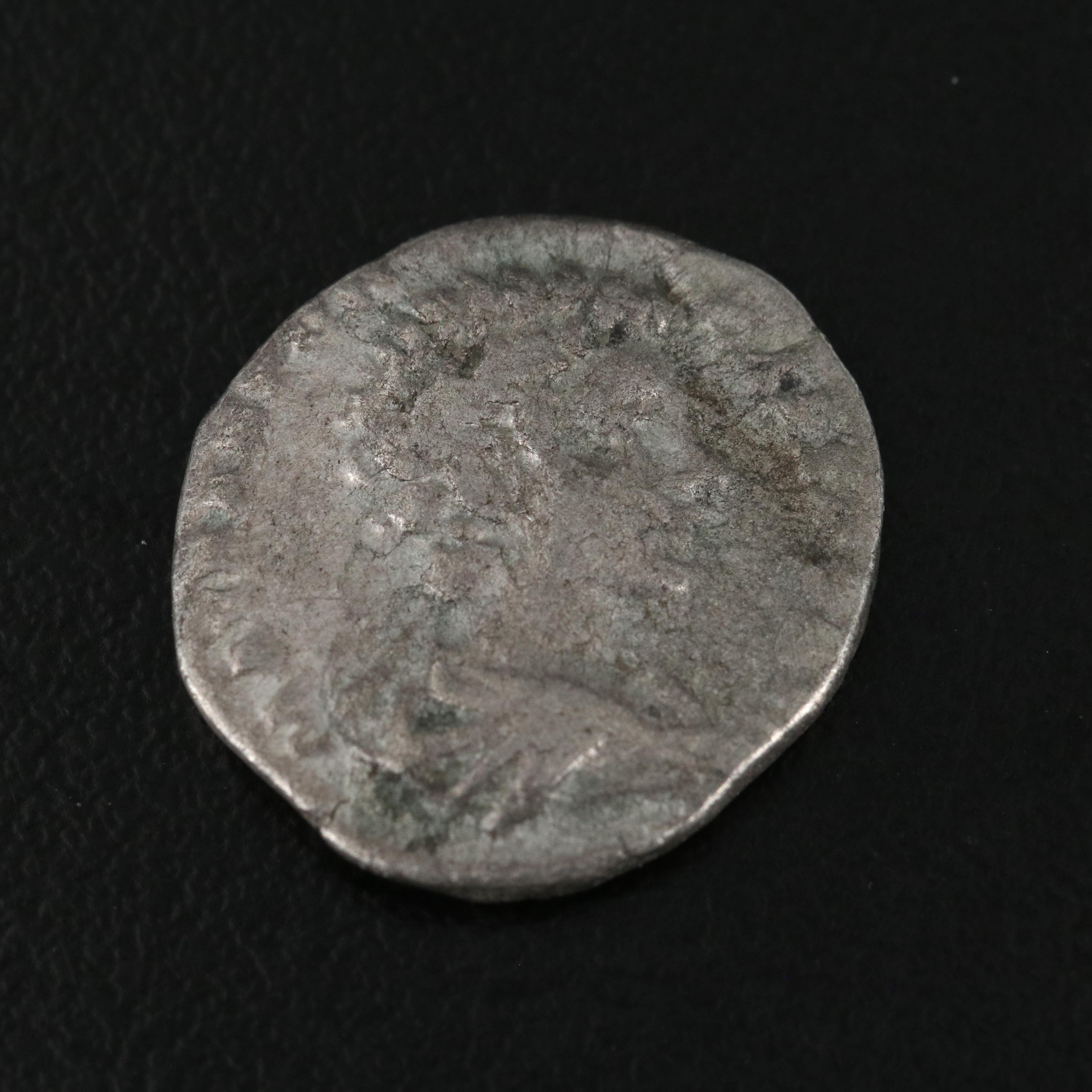 Ancient Roman Imperial AR Denarius Coin of Geta, ca. 198 A.D.
