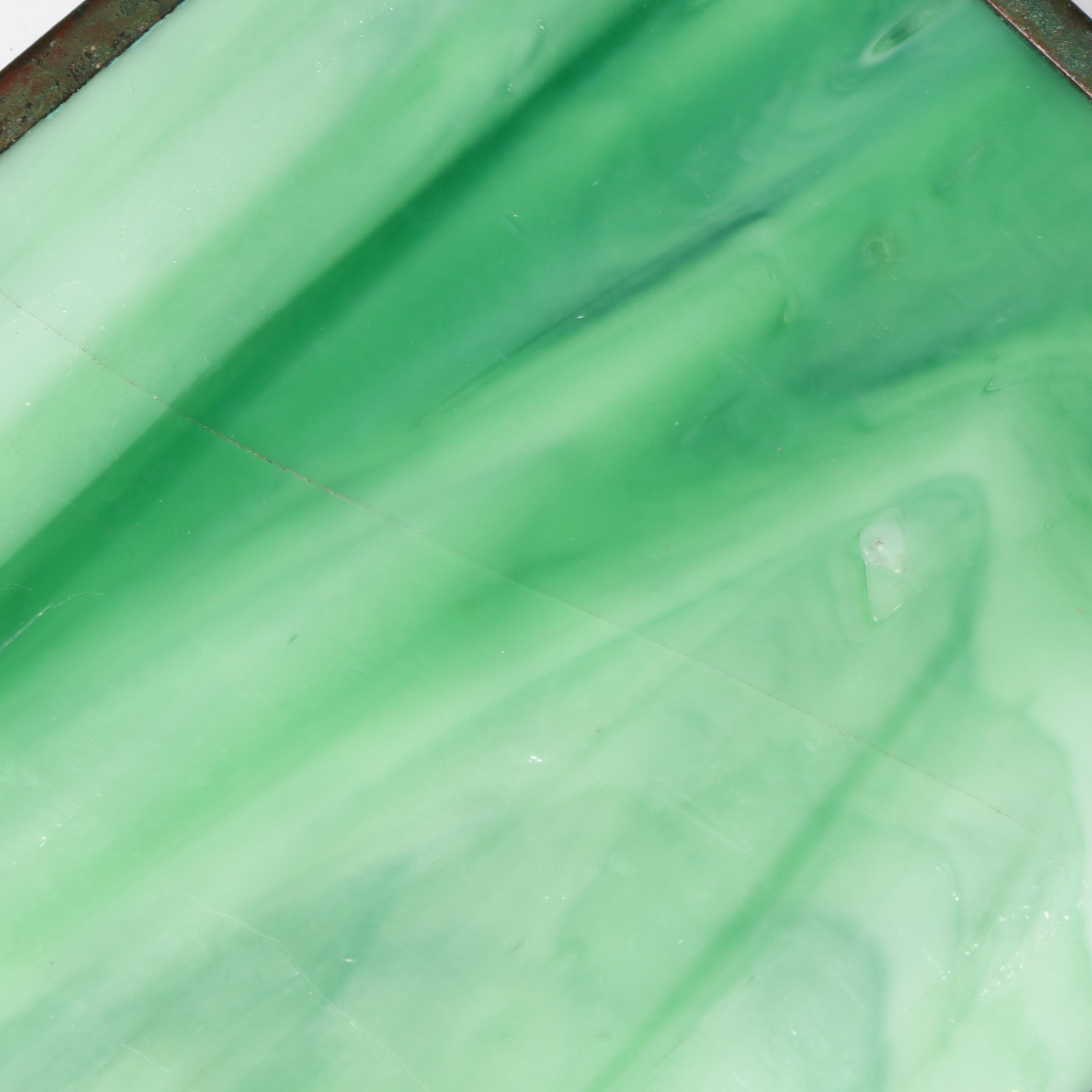 Tiffany Studios "Grapevine" Bronze and Green Slag Glass Desk Set