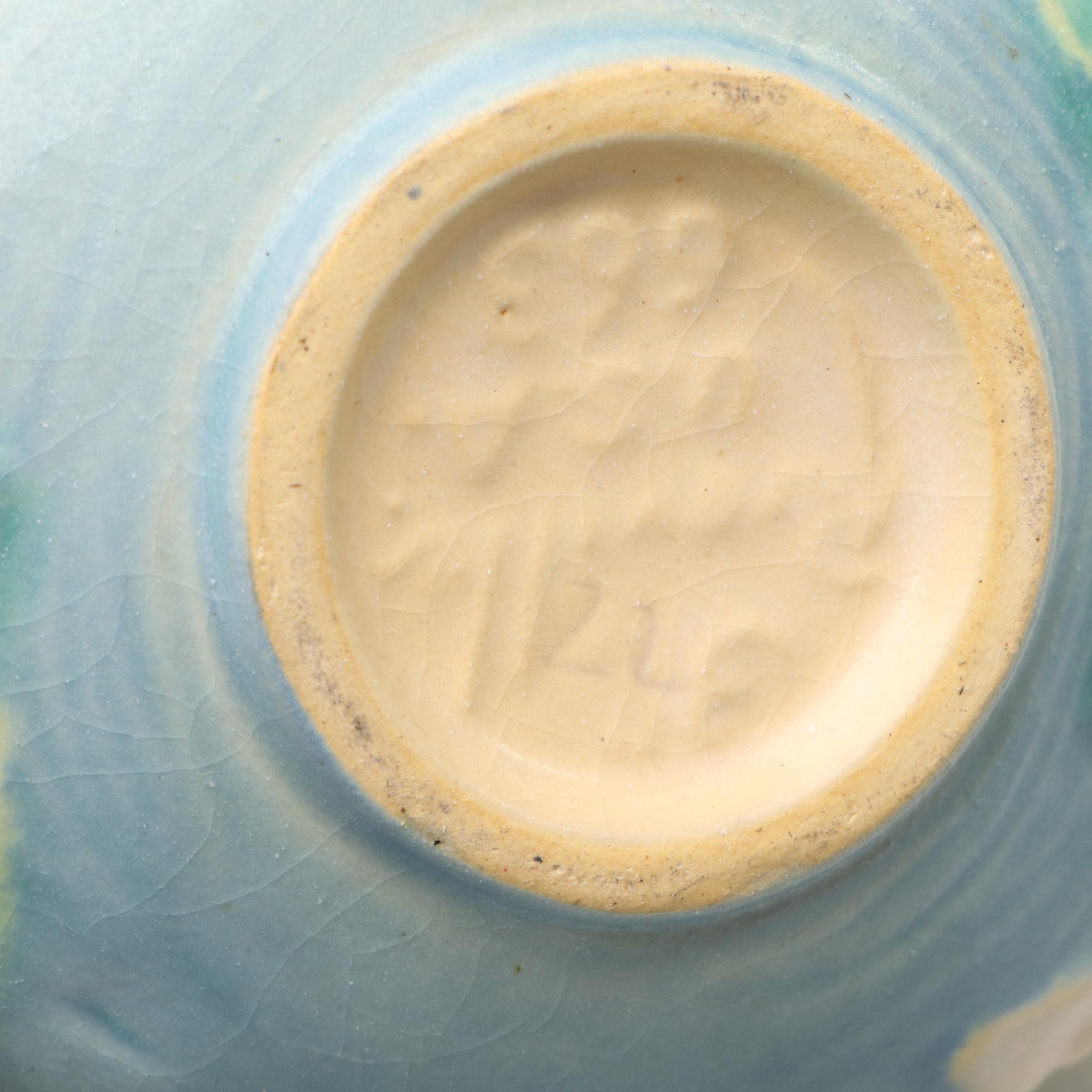 Roseville Pottery White Rose Footed Vase and Water Lily Handled Cachepot