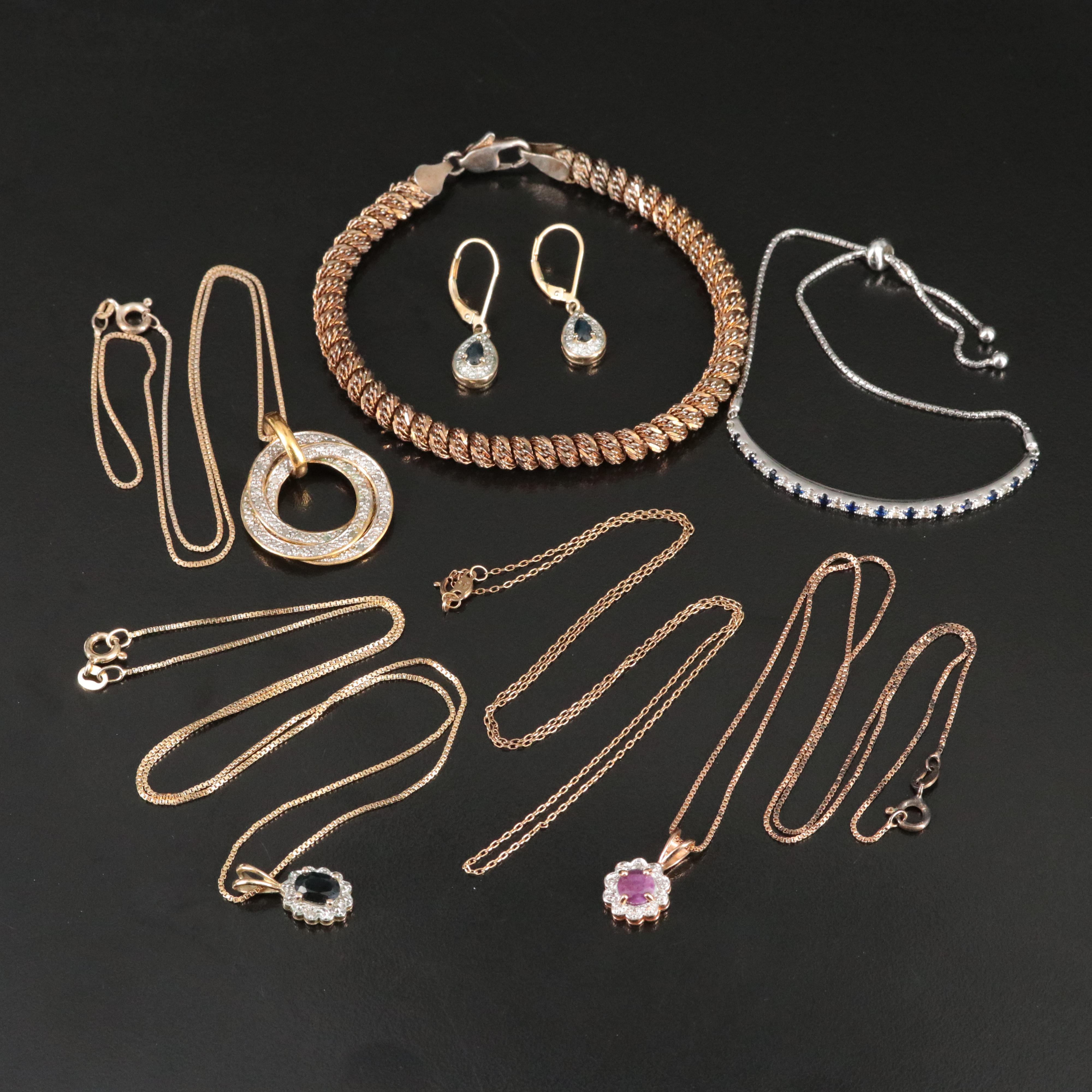 Sapphire, Filled Corundum and Diamond Featured in Sterling Jewelry