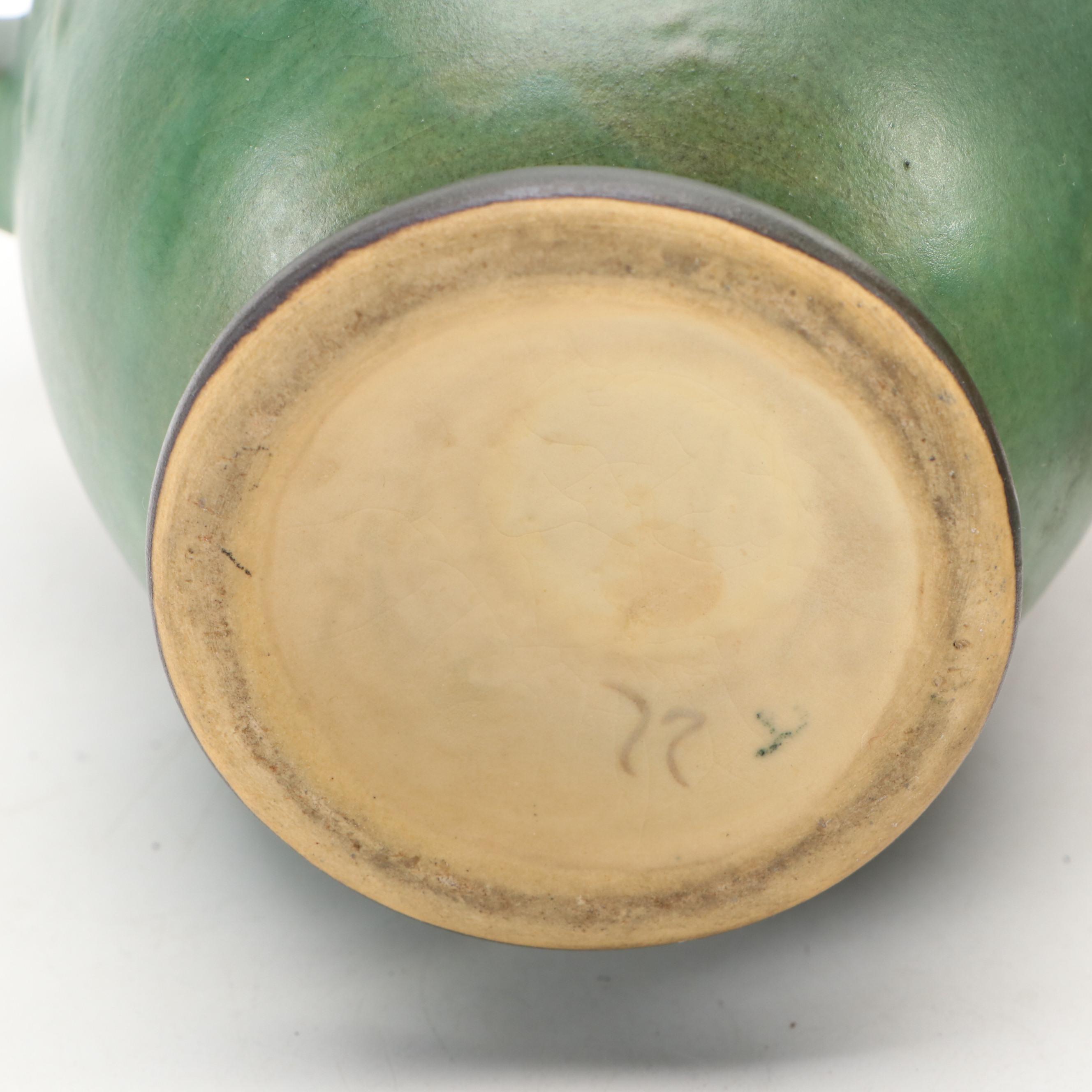 Roseville Pottery White Rose Cachepot with Tray, Fuchsia & Water Lily Vases