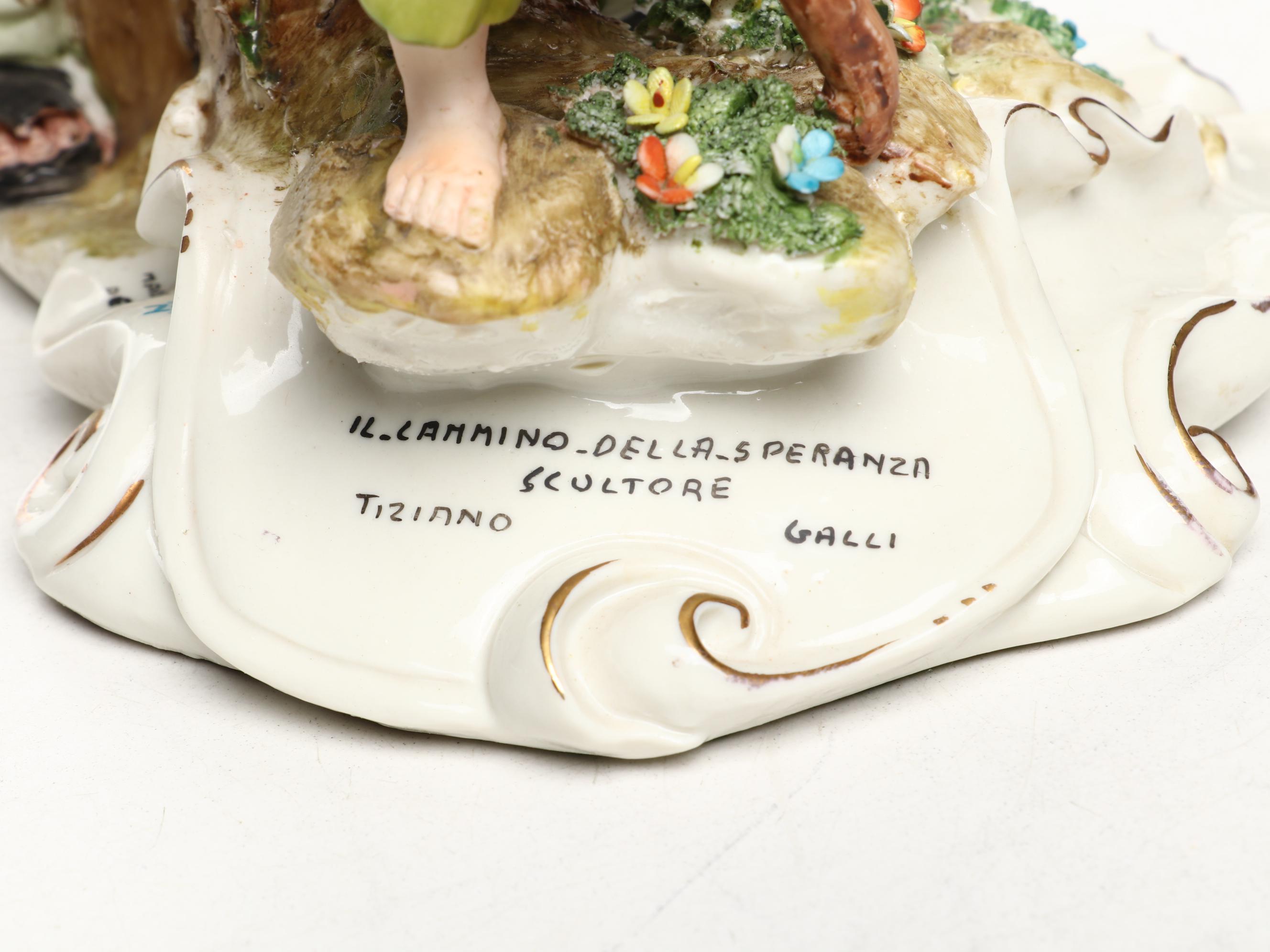 Tiziano Galli Capodimonte Porcelain "The Path of Hope" Figural Group