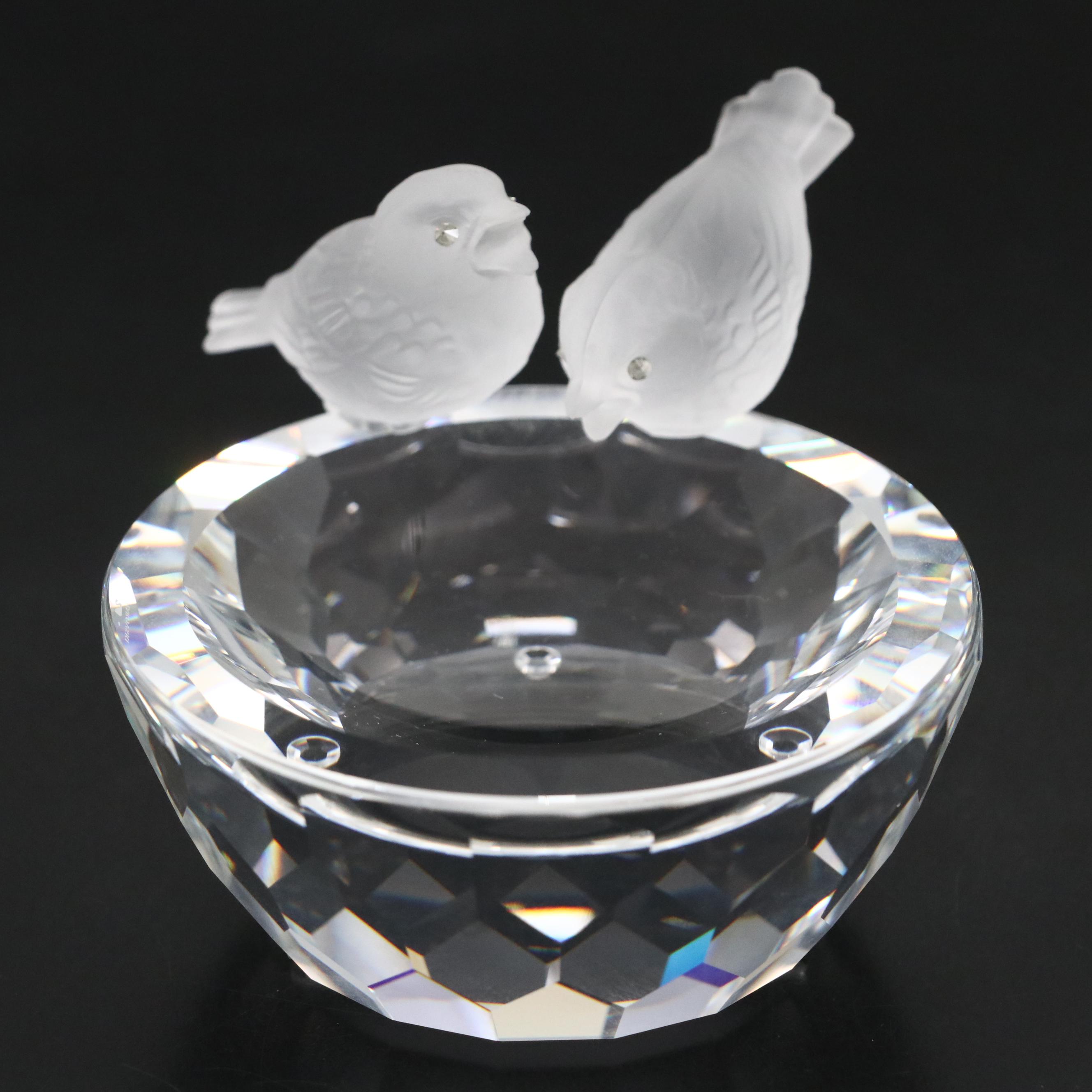 Swarovski "Bird Bath" Frosted and Clear Crystal Bowl
