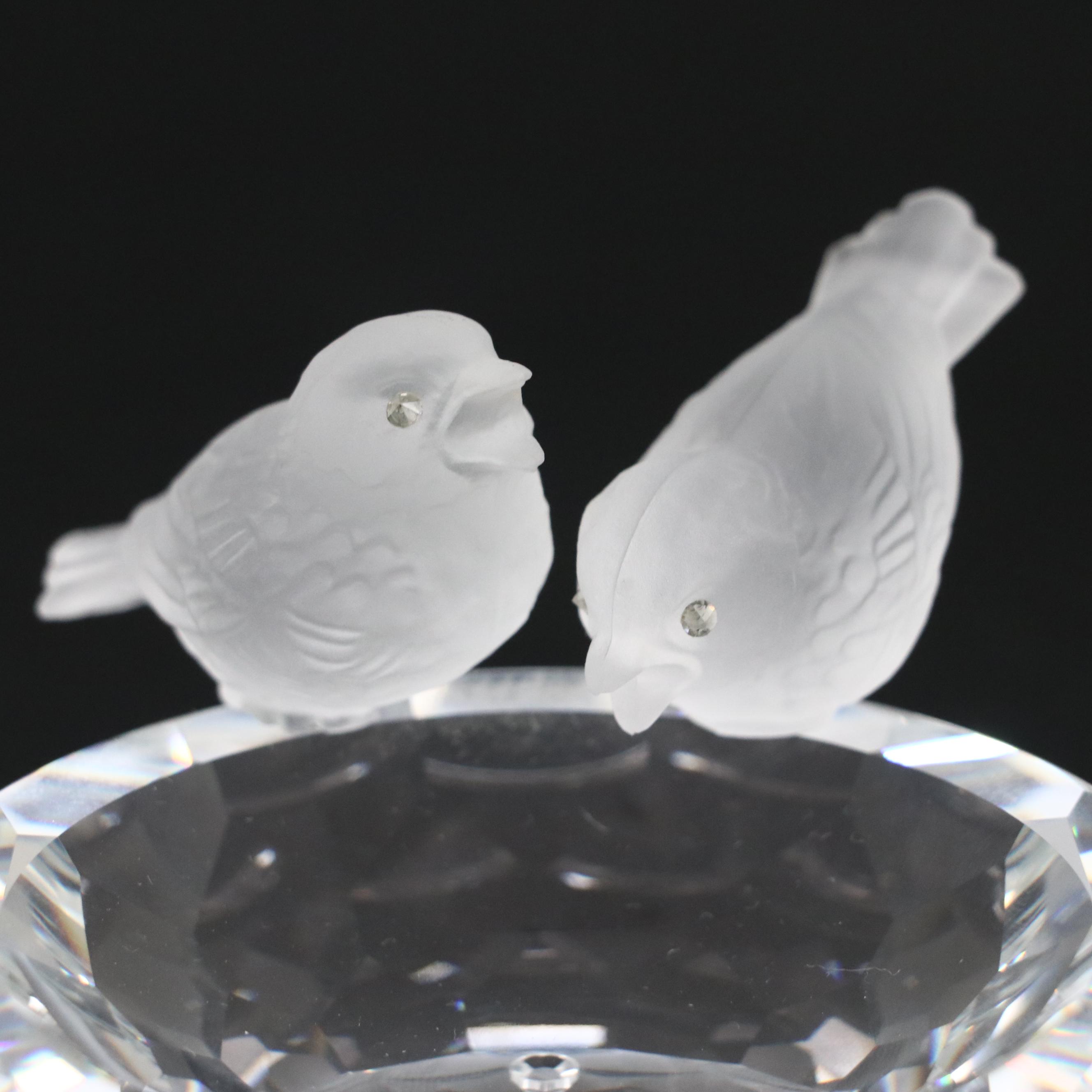 Swarovski "Bird Bath" Frosted and Clear Crystal Bowl