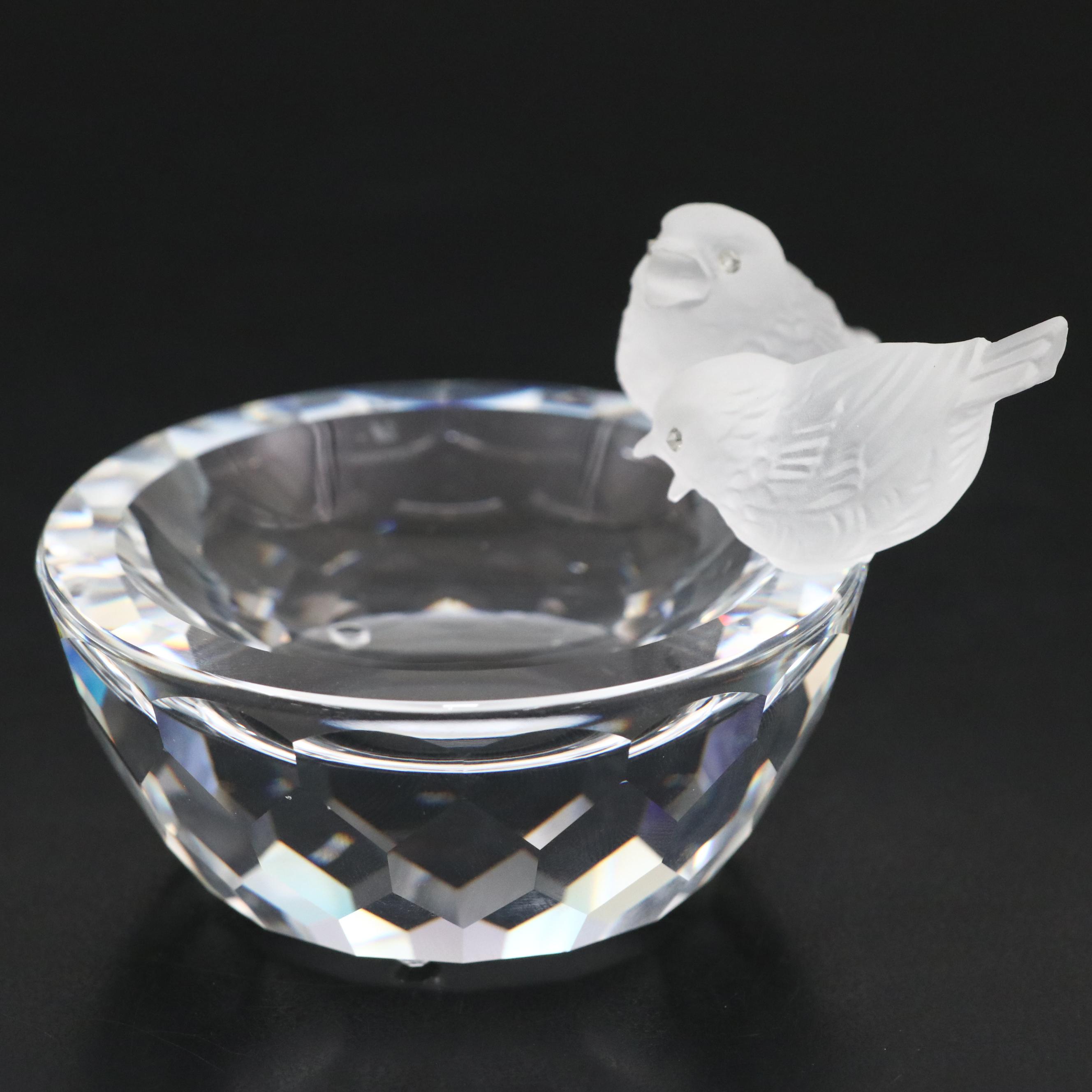 Swarovski "Bird Bath" Frosted and Clear Crystal Bowl