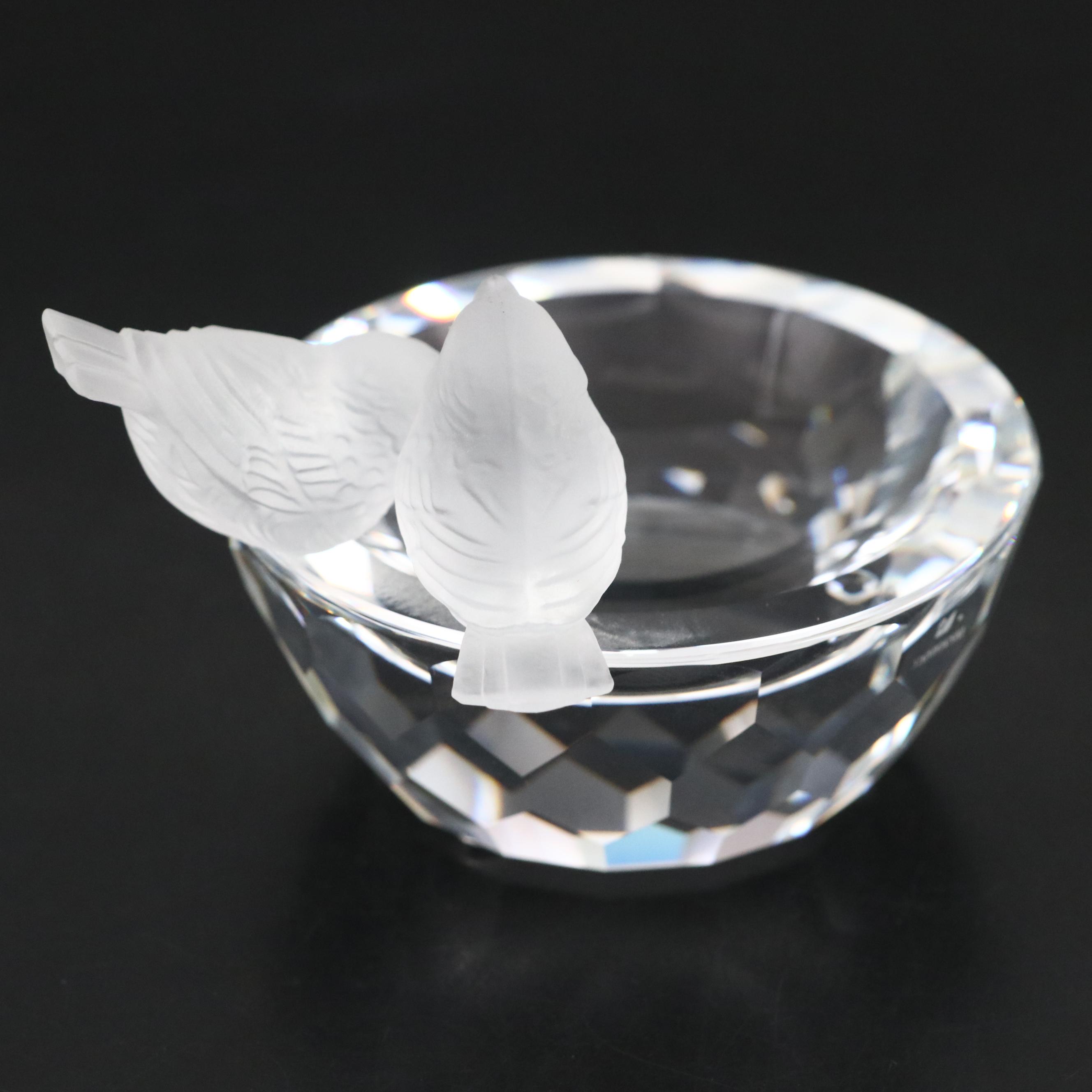Swarovski "Bird Bath" Frosted and Clear Crystal Bowl