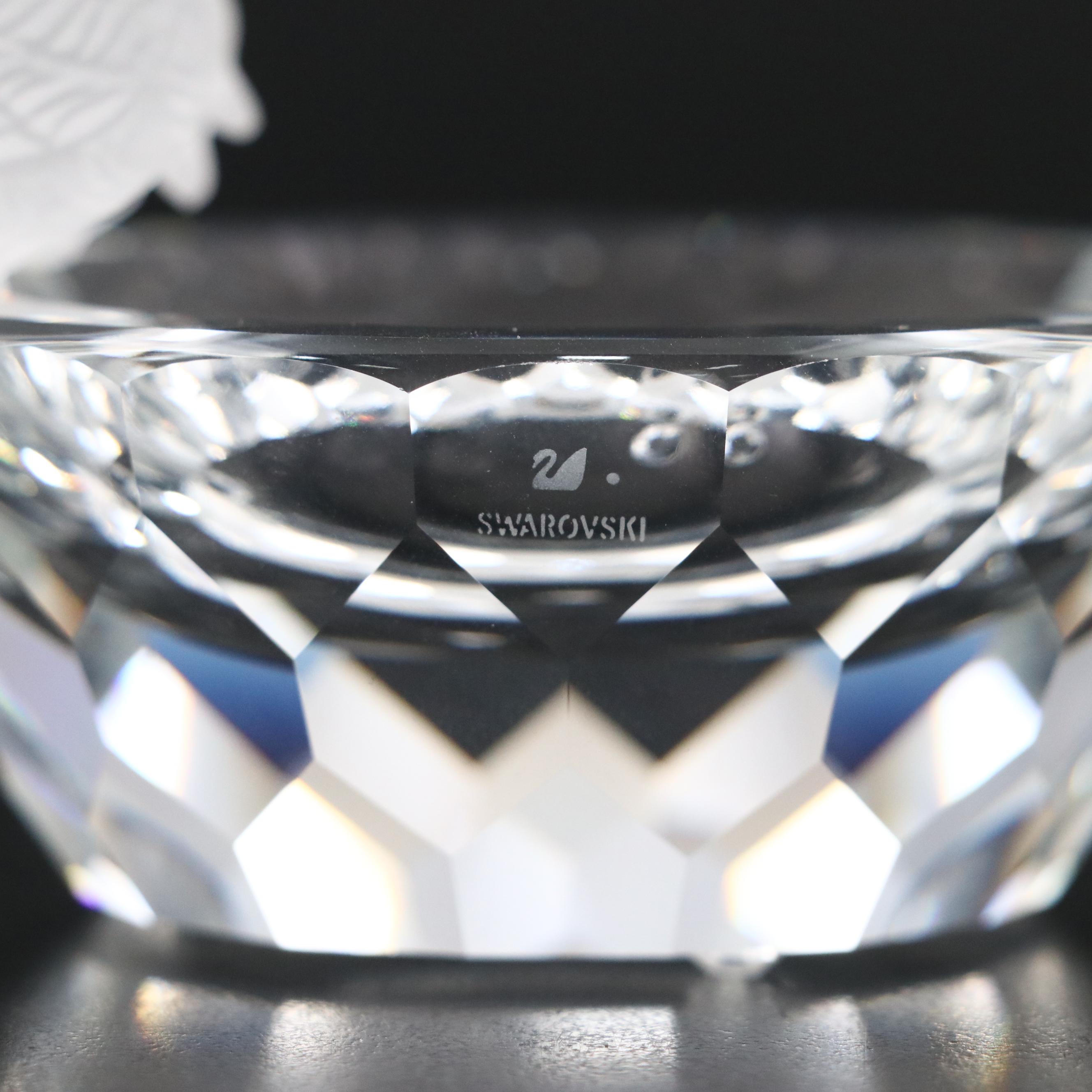 Swarovski "Bird Bath" Frosted and Clear Crystal Bowl