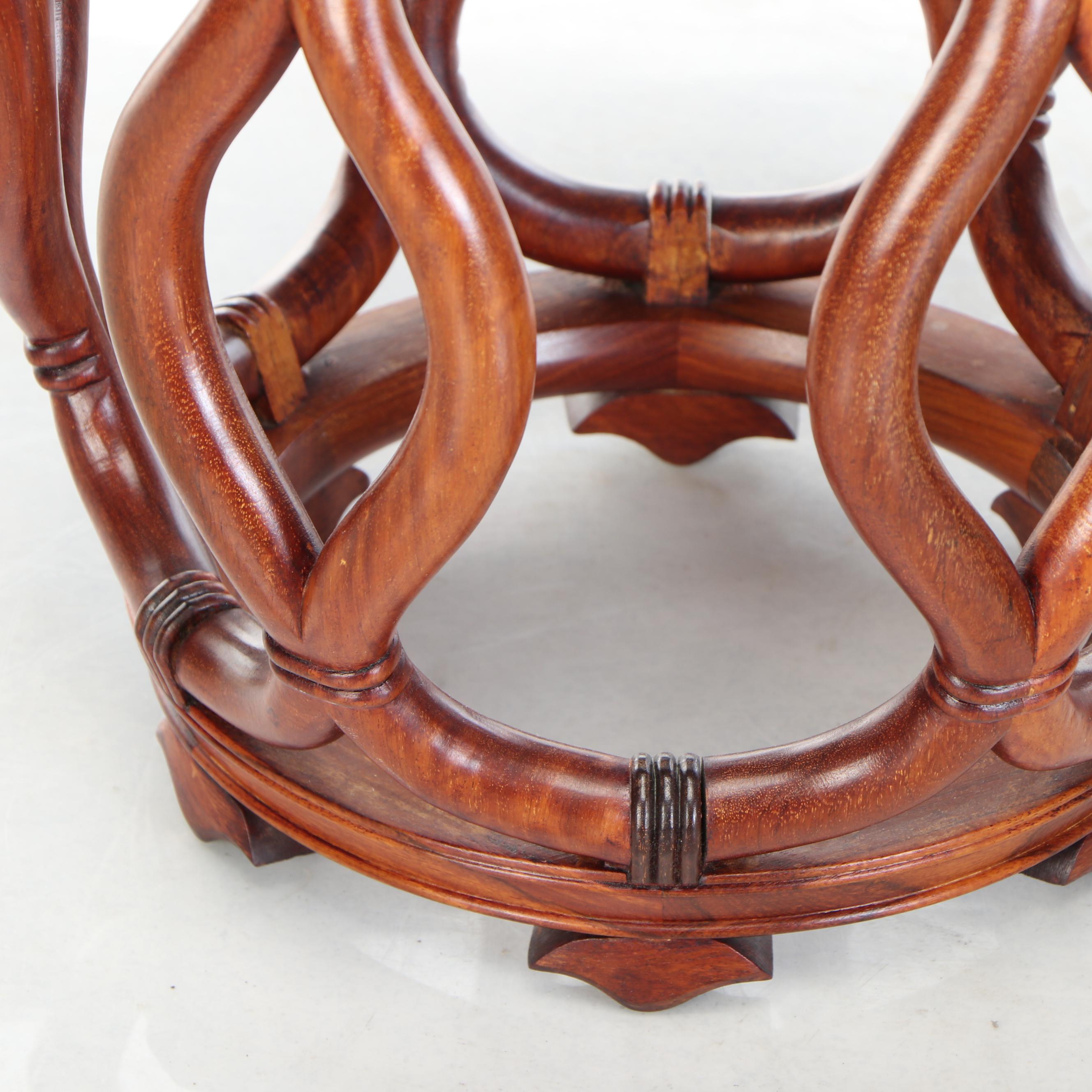 Pair of Majestic Co. Chinese Rosewood and Ceramic Medallion Top End Tables