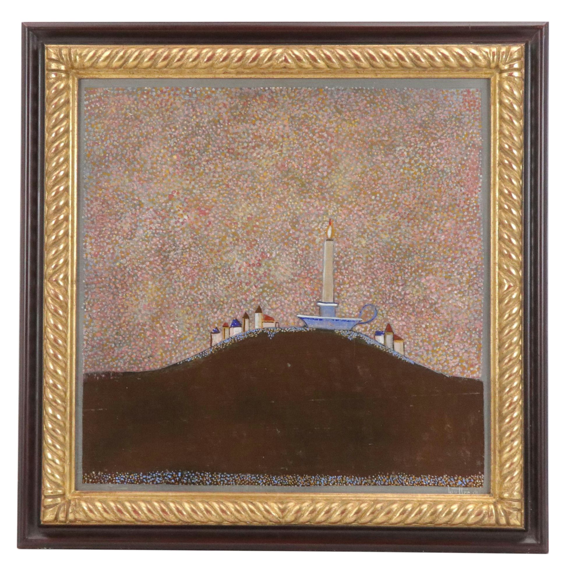 Louttre B. Stylized Oil Painting "Nuit Caline," 1978