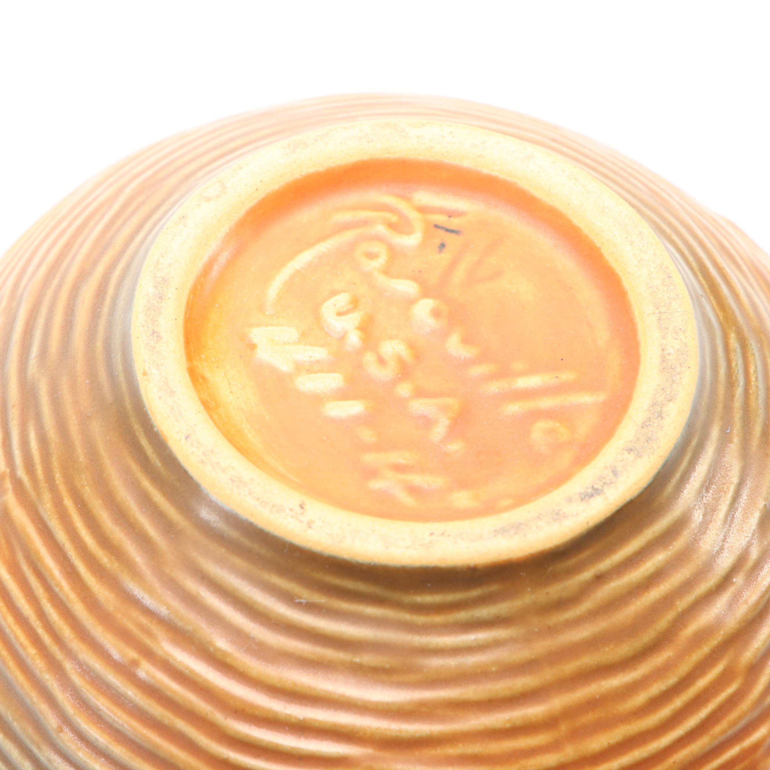 Roseville Pottery "Bushberry" Basket Vase and Bowl Planter, Mid-20th Century