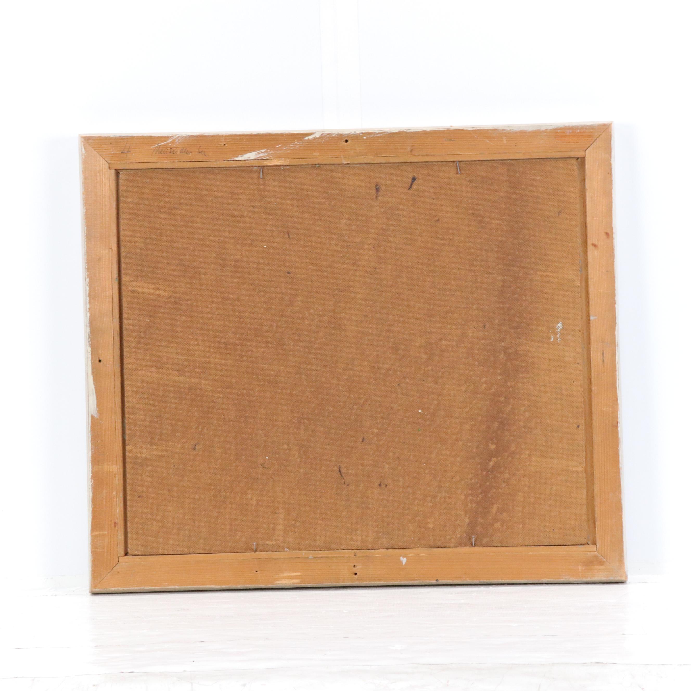 Landscape Oil Painting with Arborous Town, Mid–Late 20th Century