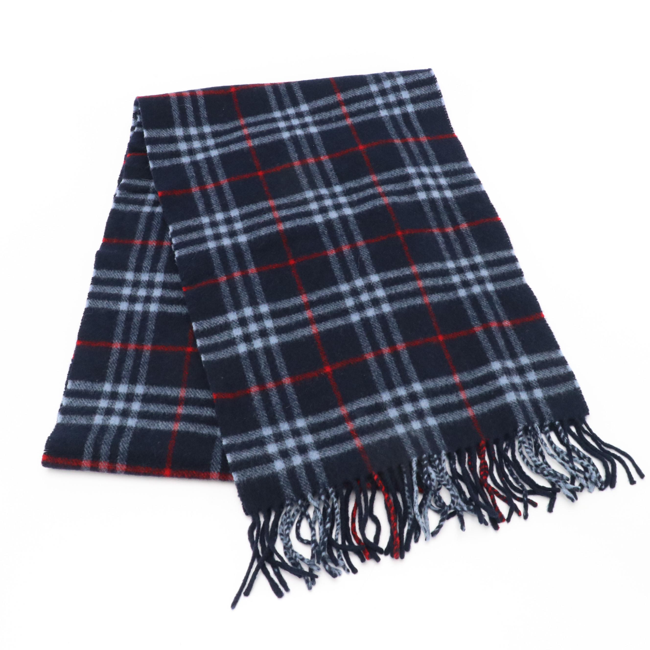 Burberrys of London Blue Lambswool Fringe Scarf