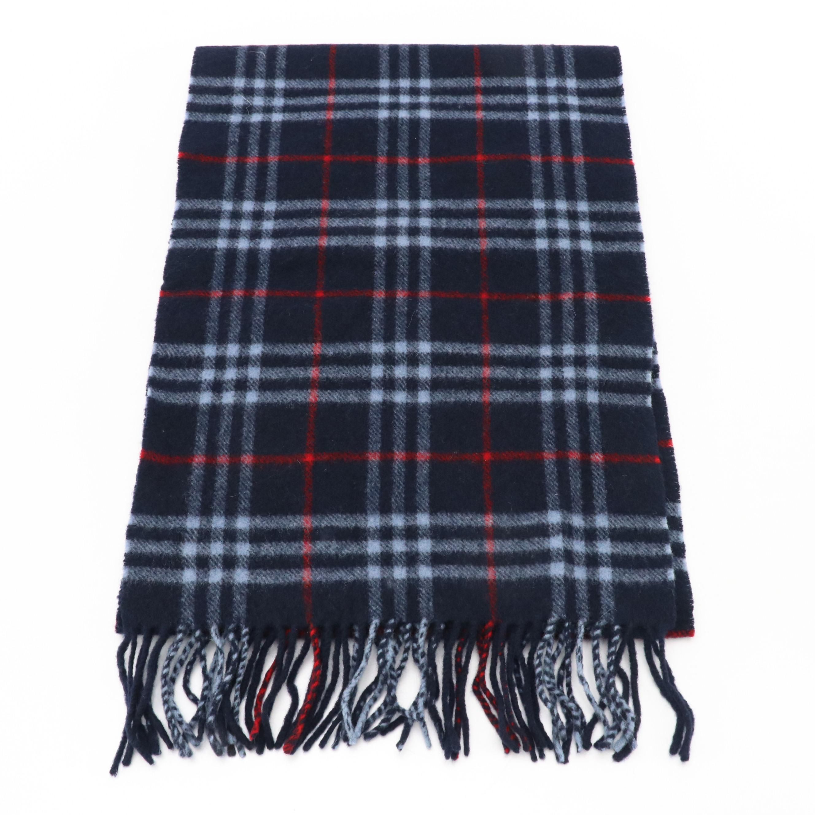 Burberrys of London Blue Lambswool Fringe Scarf