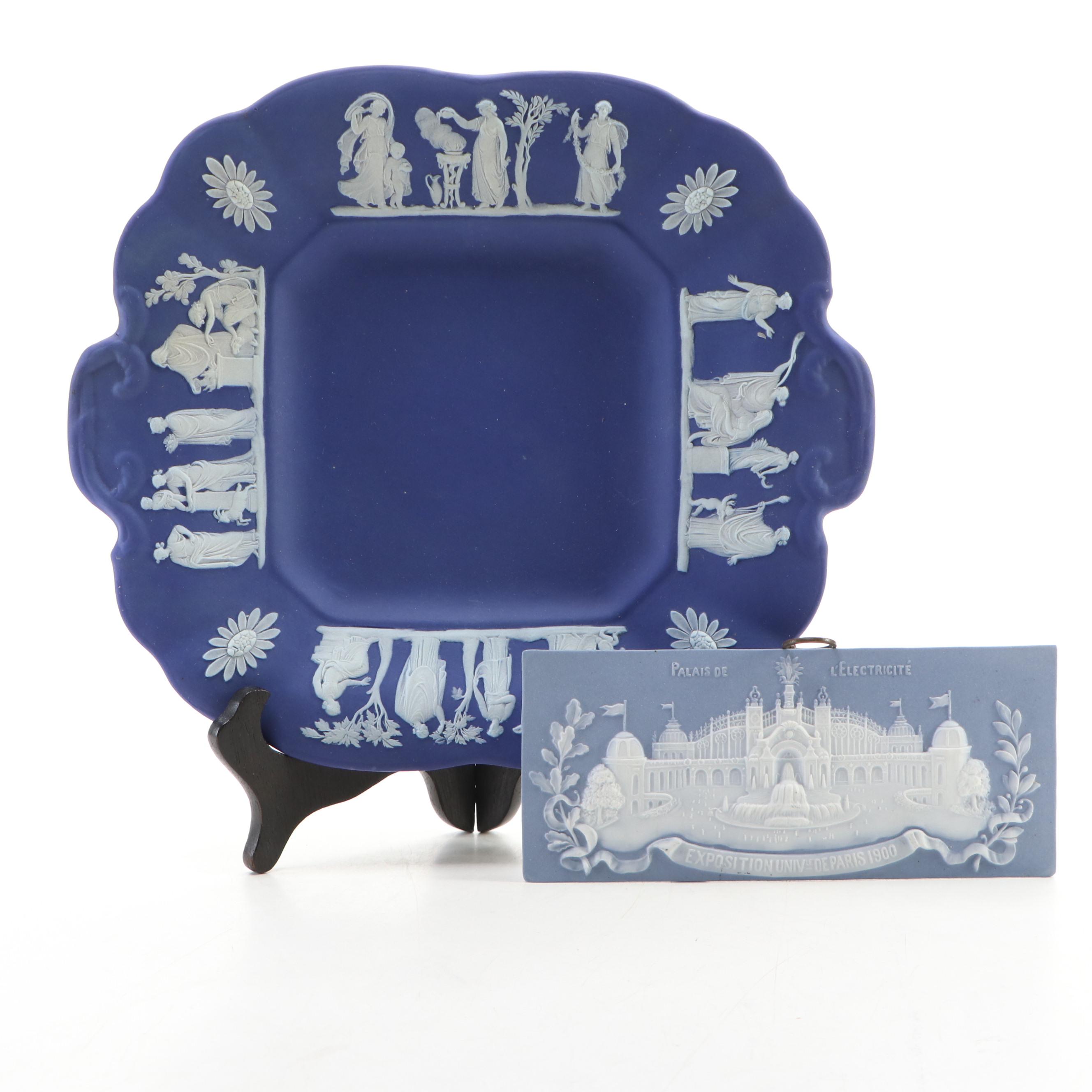 Wedgwood Jasperware Cake Plate and 1900 Paris Exposition Souvenir Plaque