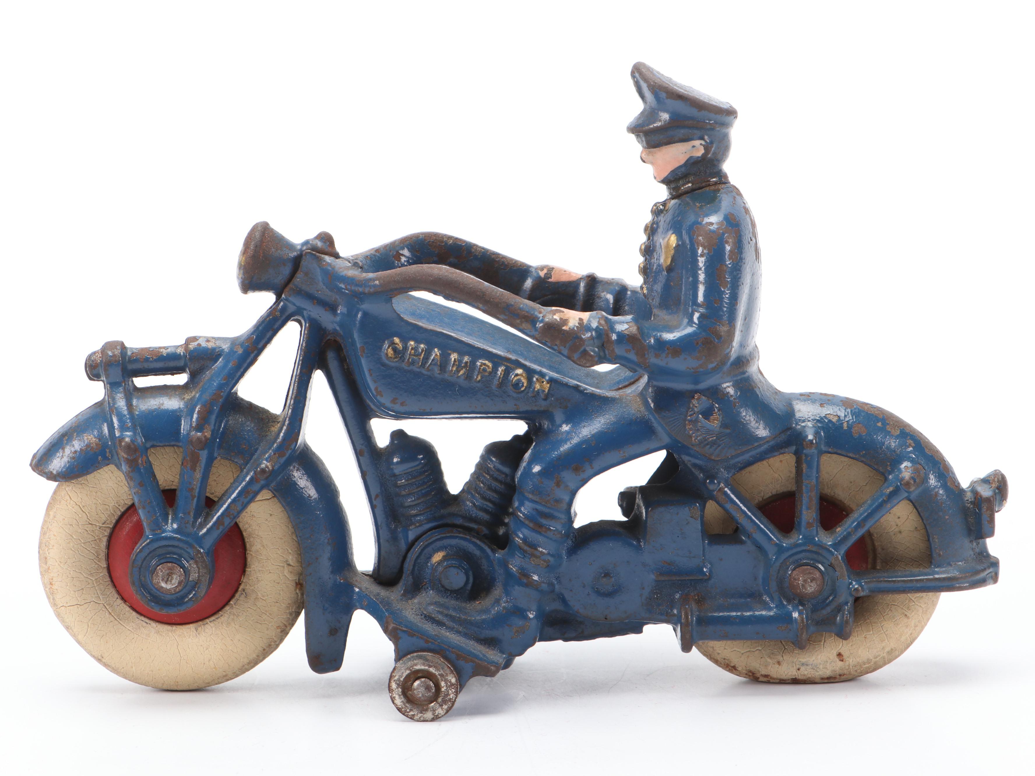 Hubley Cast Iron Cops Riding Champion and Other Motorcycles, Early 20th Century