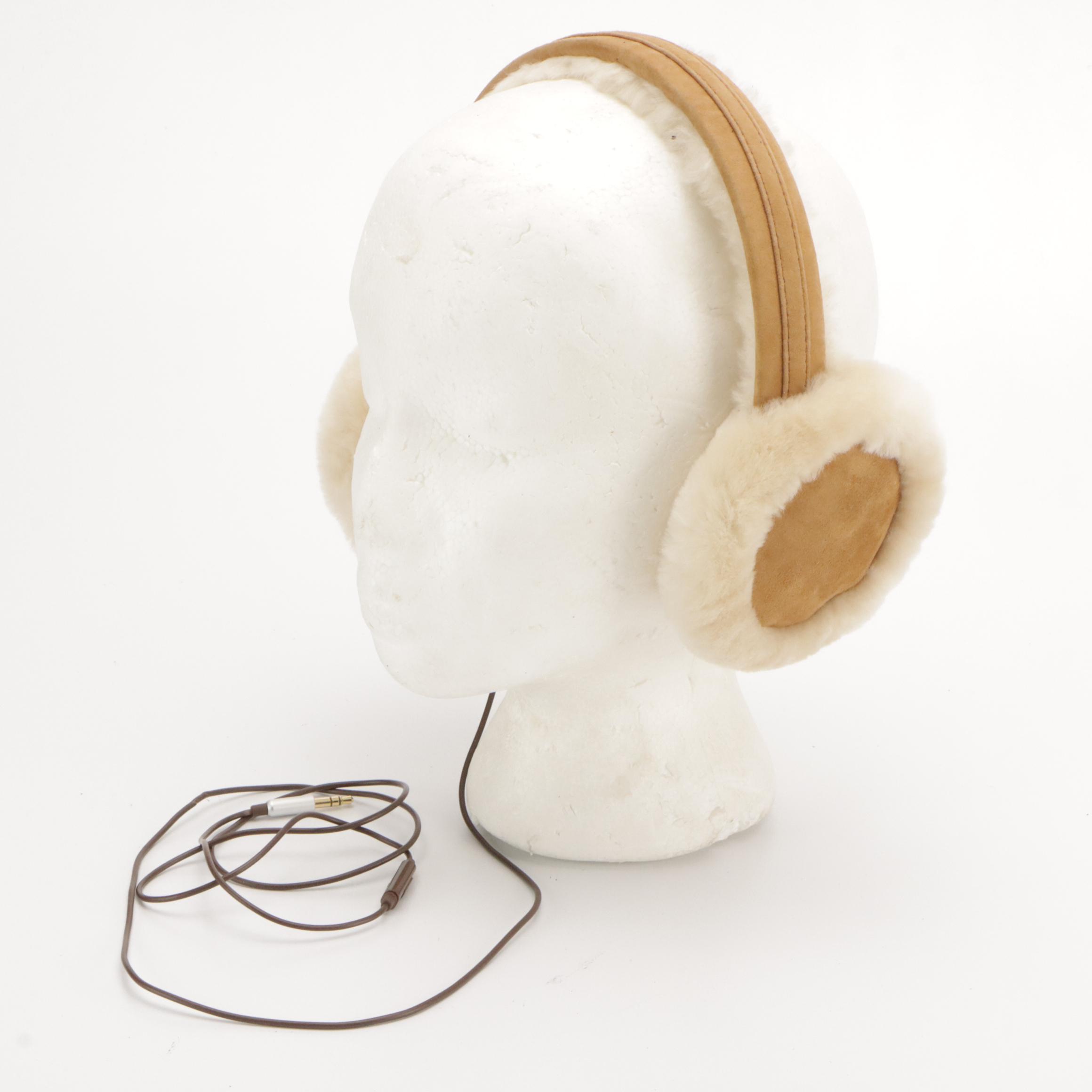 UGG Shearling Sheepskin Earmuff Headphones and Escada Leather Belt
