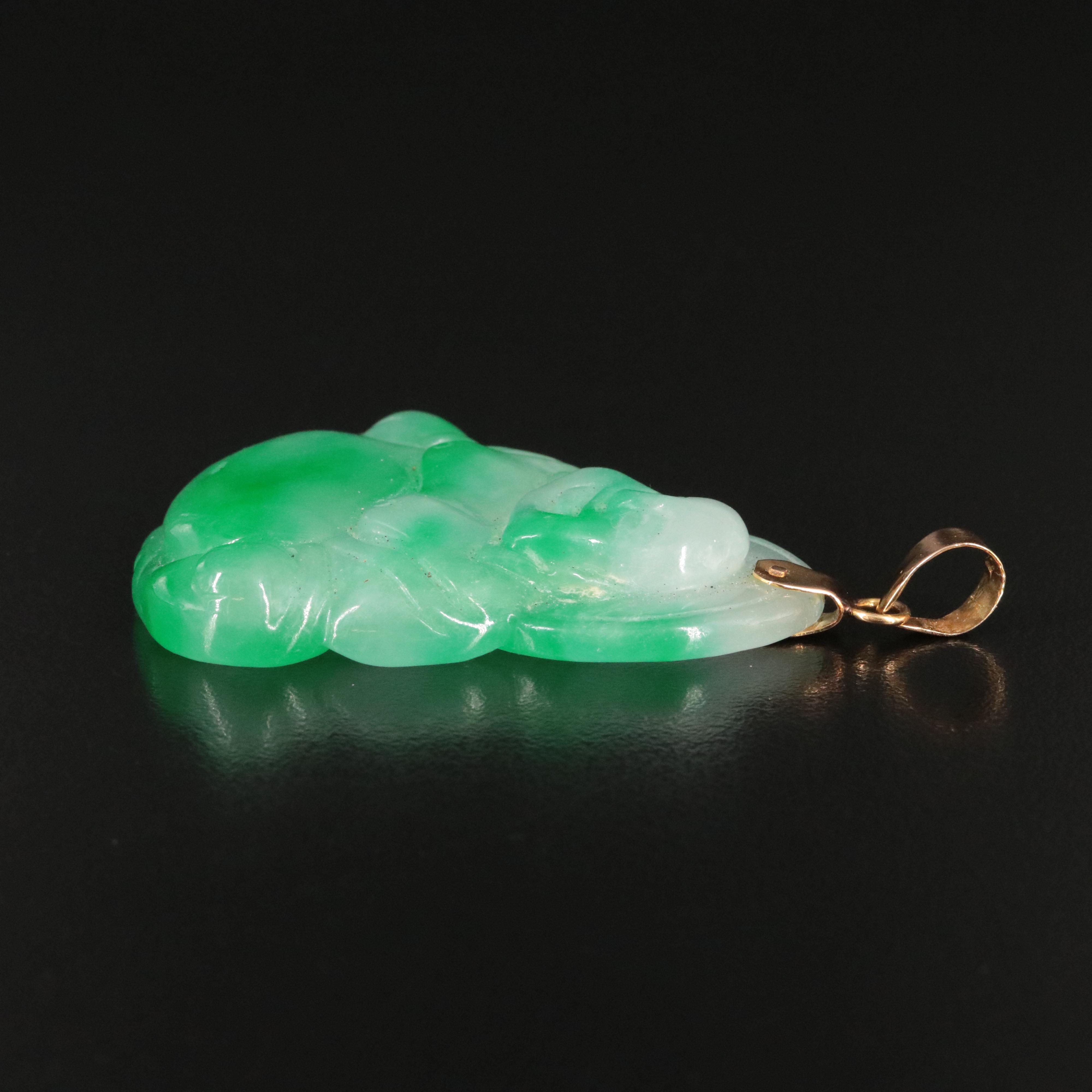 14K Jadeite Budai Pendant