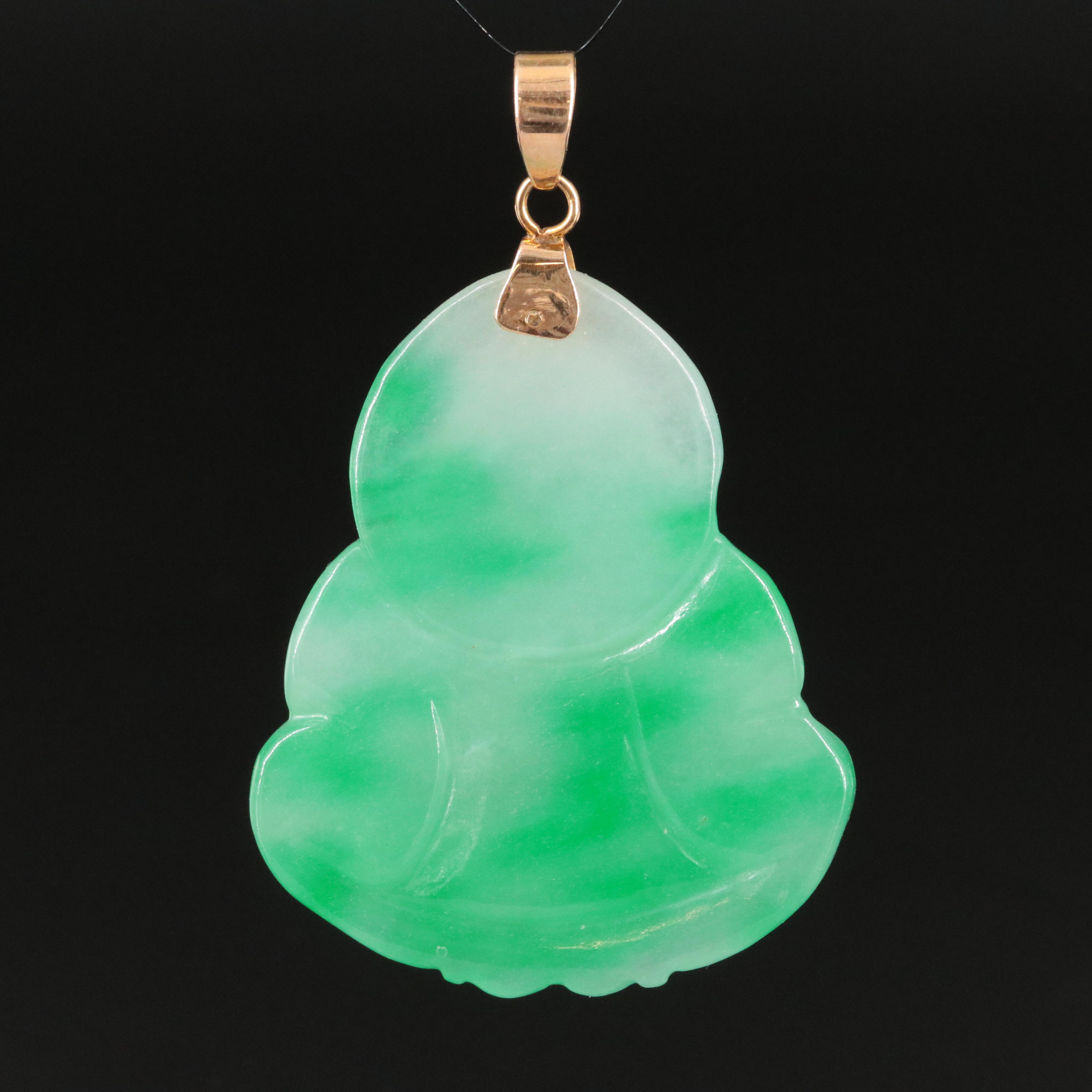 14K Jadeite Budai Pendant