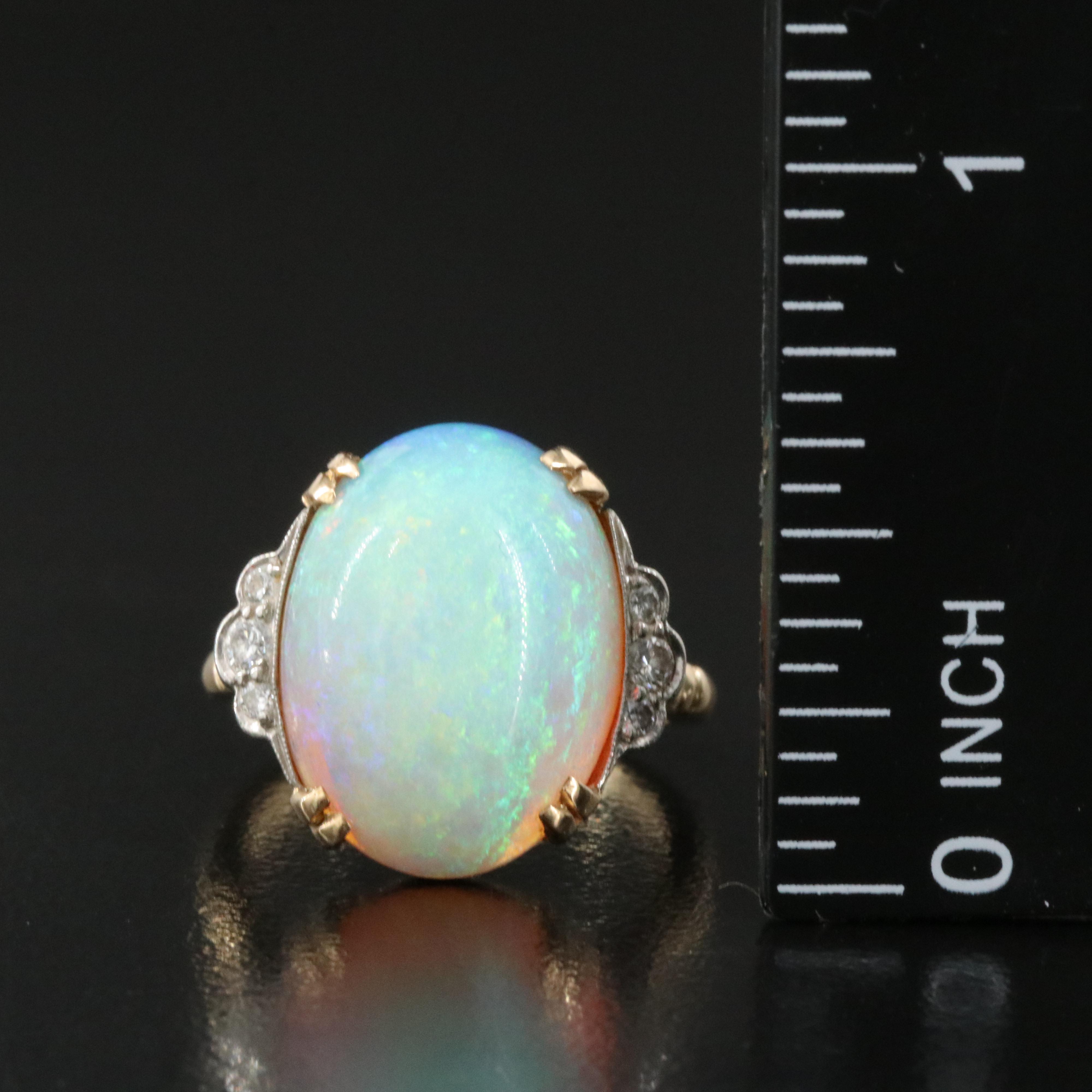 Vintage Tiffany & Co. 14K 6.90 CT Opal and Diamond Ring